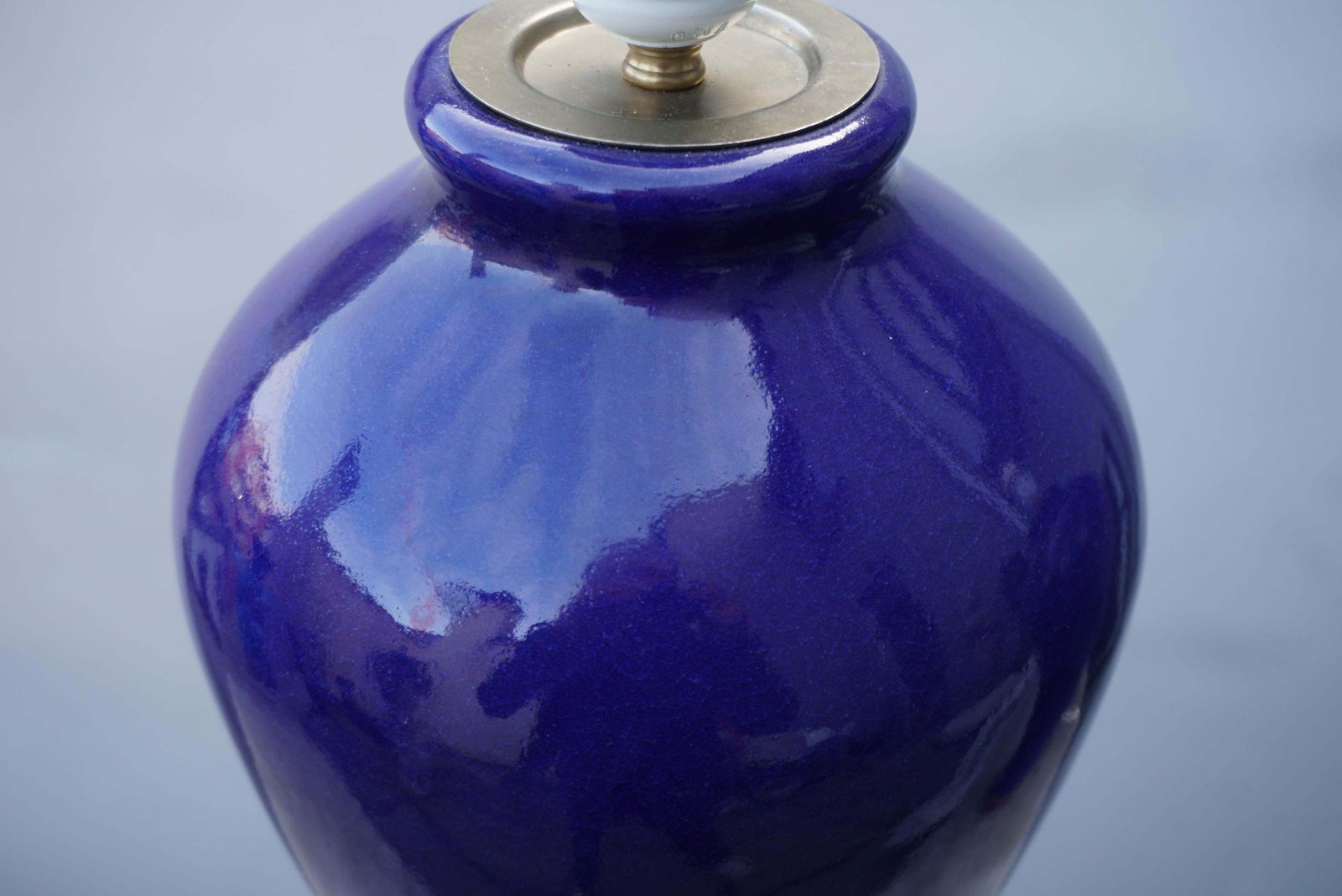 Pair Of Cobalt Blue Vases, Wired Into Lamps photo vintage