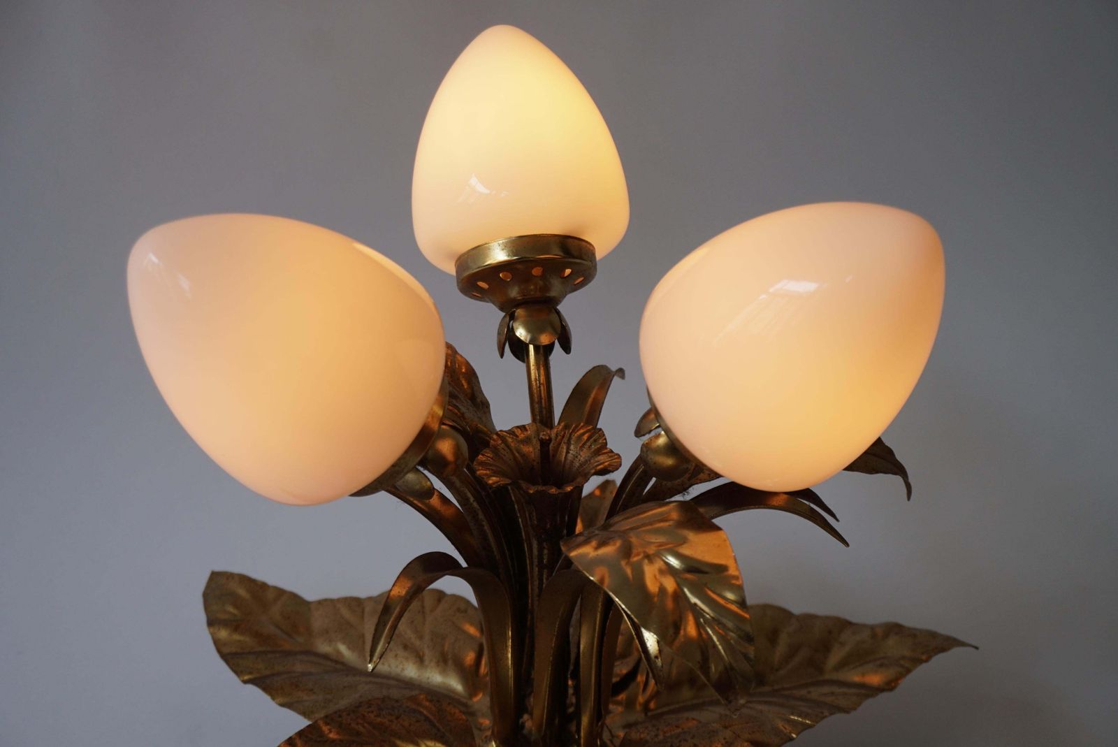 photo furniture One Of Two Brutalist Sunburst Flower Light Fixtures In Gilt Metal
