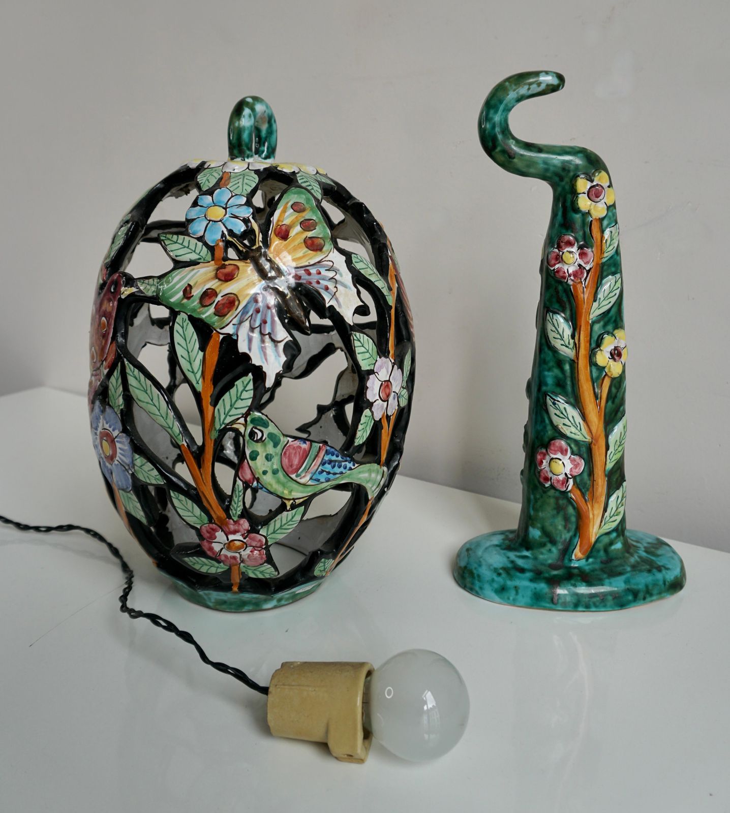 Lighting Lovely Mid Century Modern Bird Cage Wall Light With Butterfly Birds And Flowers photo