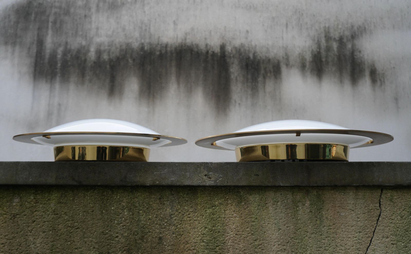 One Of Four Limburg Flush Mount Or Wall Lights, Brass Opal Glass, 1970s photo Lighting