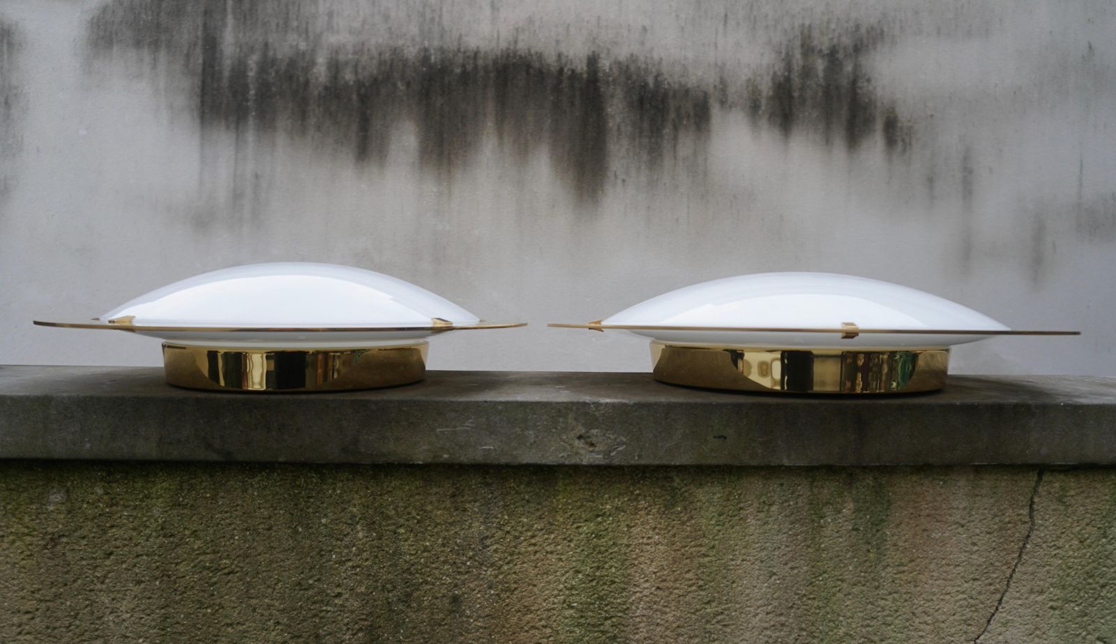 One Of Four Limburg Flush Mount Or Wall Lights, Brass Opal Glass, 1970s photo 2420.0