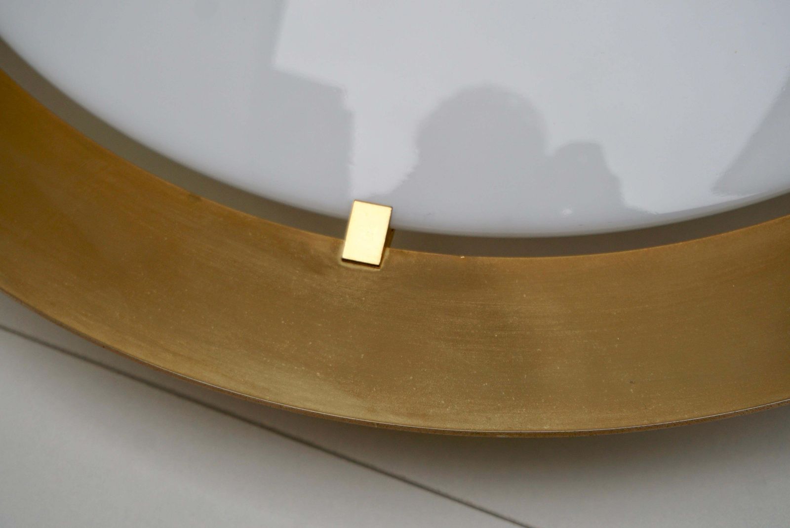 Lighting One Of Four Limburg Flush Mount Or Wall Lights, Brass Opal Glass, 1970s photo