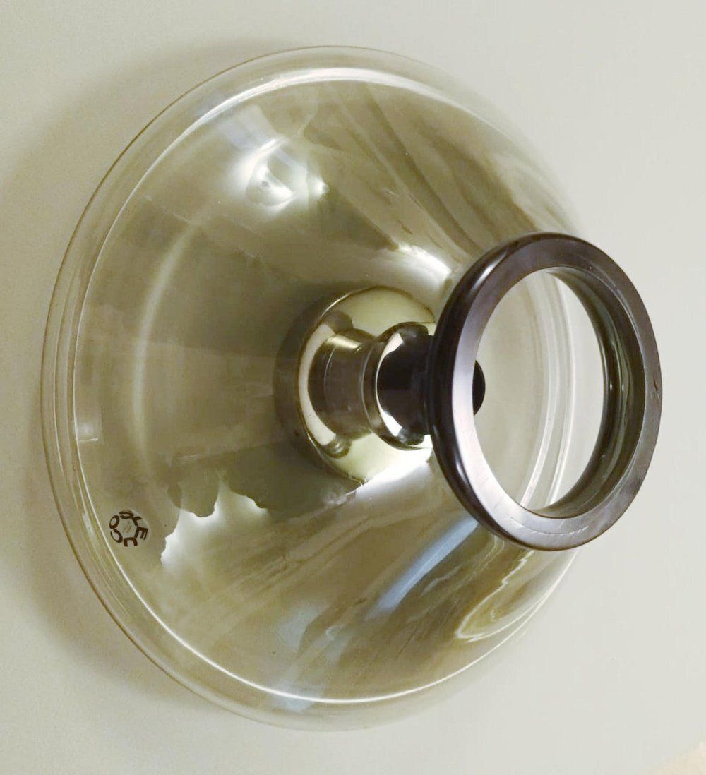 Pair Of Smoky Murano Sconces / Flush Mounts By Leucos photo Lighting