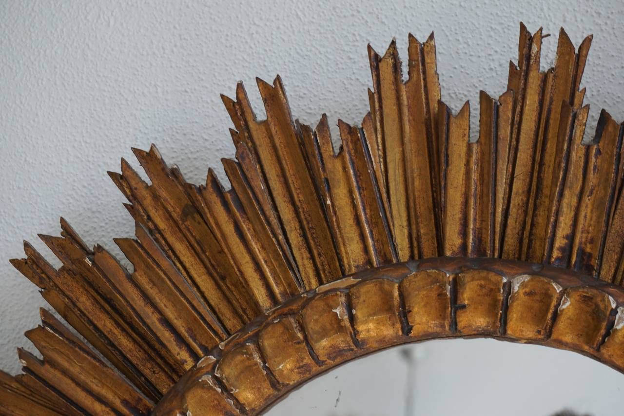 Italian Soleil Sunburst Giltwood Wall Mirror photo Home Decor