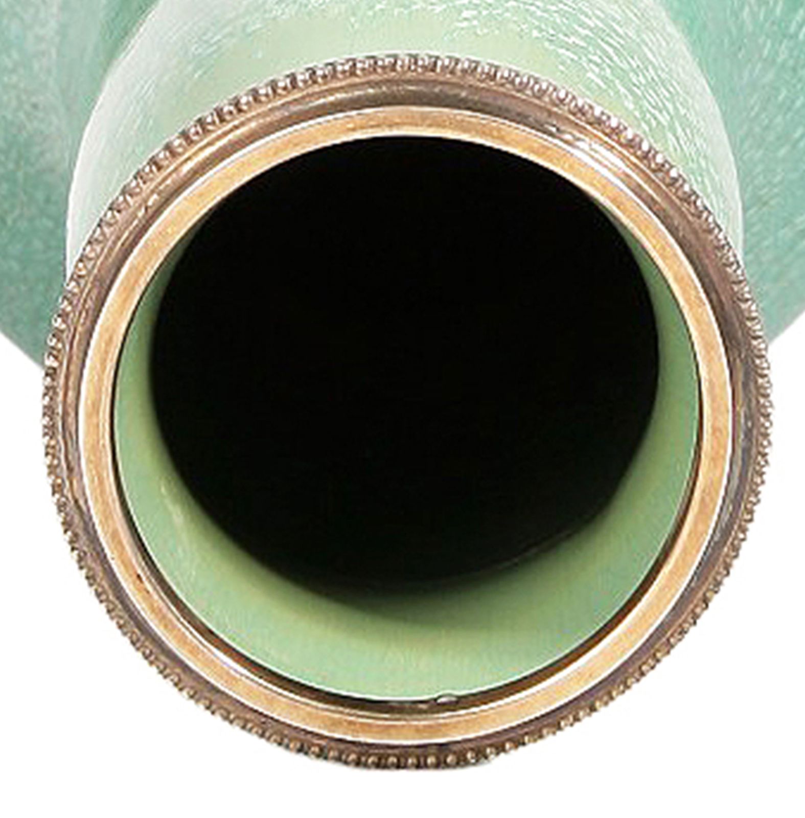 20th Century Art Nouveau Green Ceramic Vase With Silver Rim/Collar, Austria photo buy