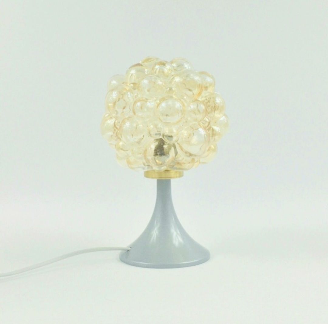 Paar Mid Century Amber Bubble Glass Tafellampen Van Helena Tynell Voor Limburg, Duitsland, Jaren 1960 photo furniture
