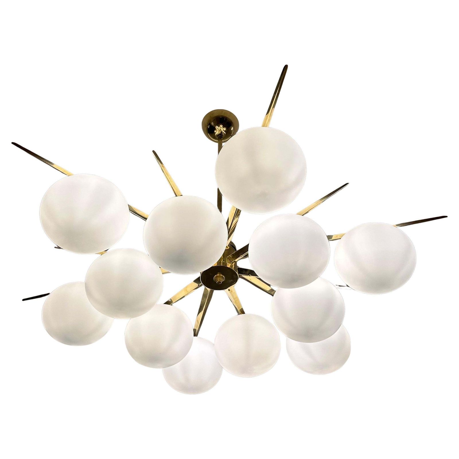 Elegant Murano Glass & Brass Chandelier, 2000s Mid Century Modern Design