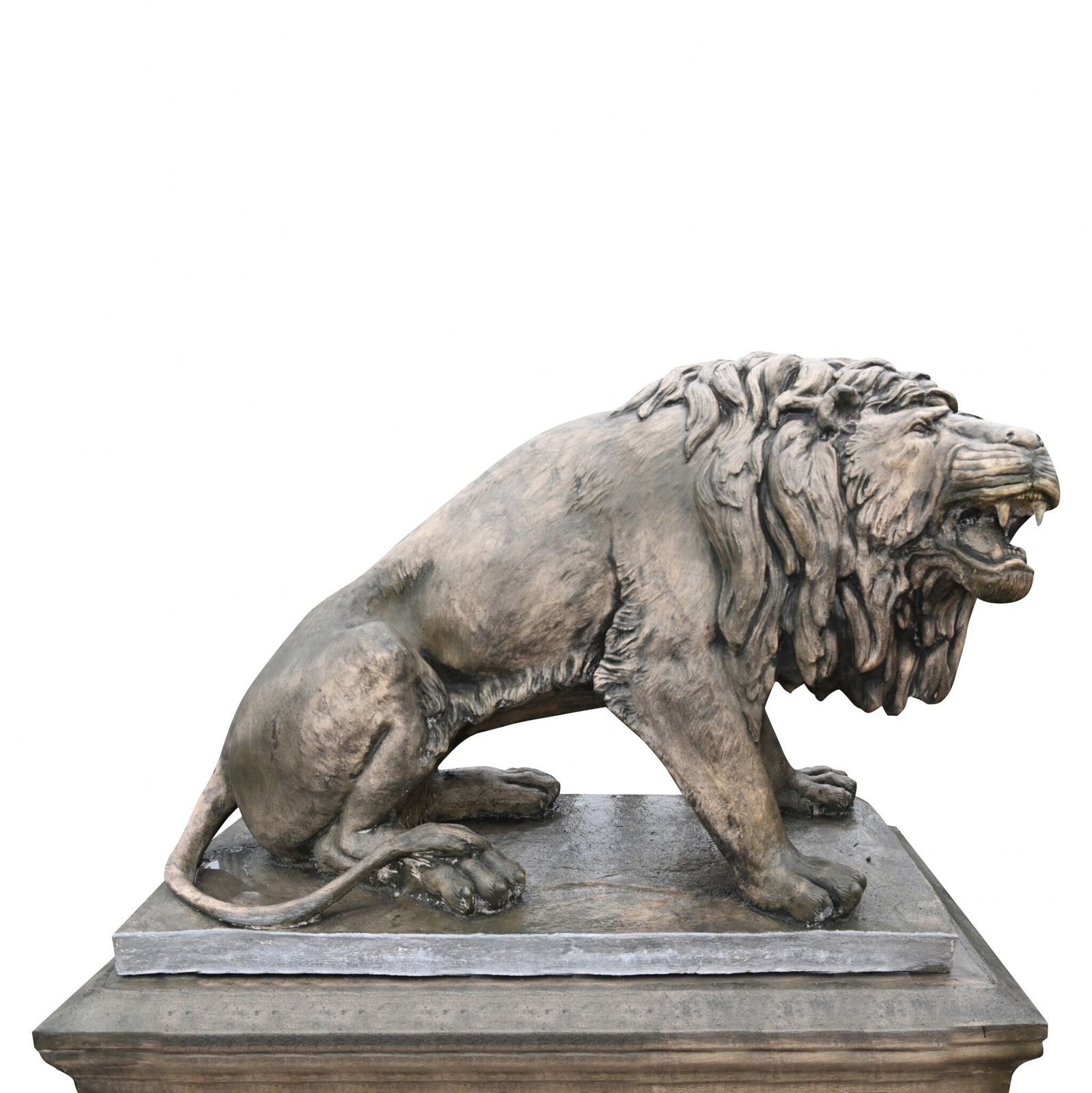 Pair Lifesize Lion Gatekeeper Statues Stone Country House photo Art