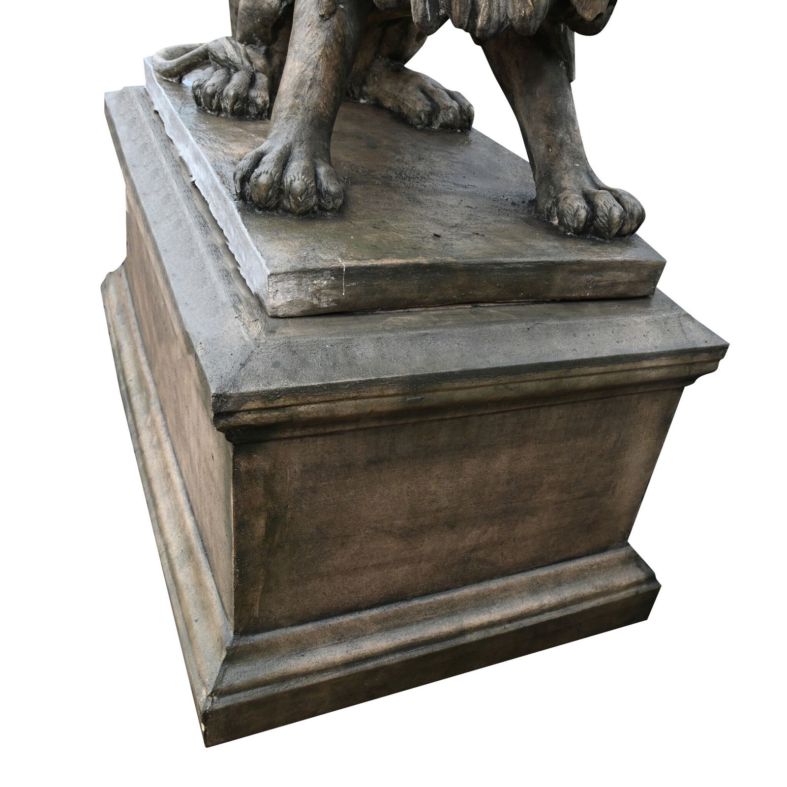 Pair Lifesize Lion Gatekeeper Statues Stone Country House photo vintage