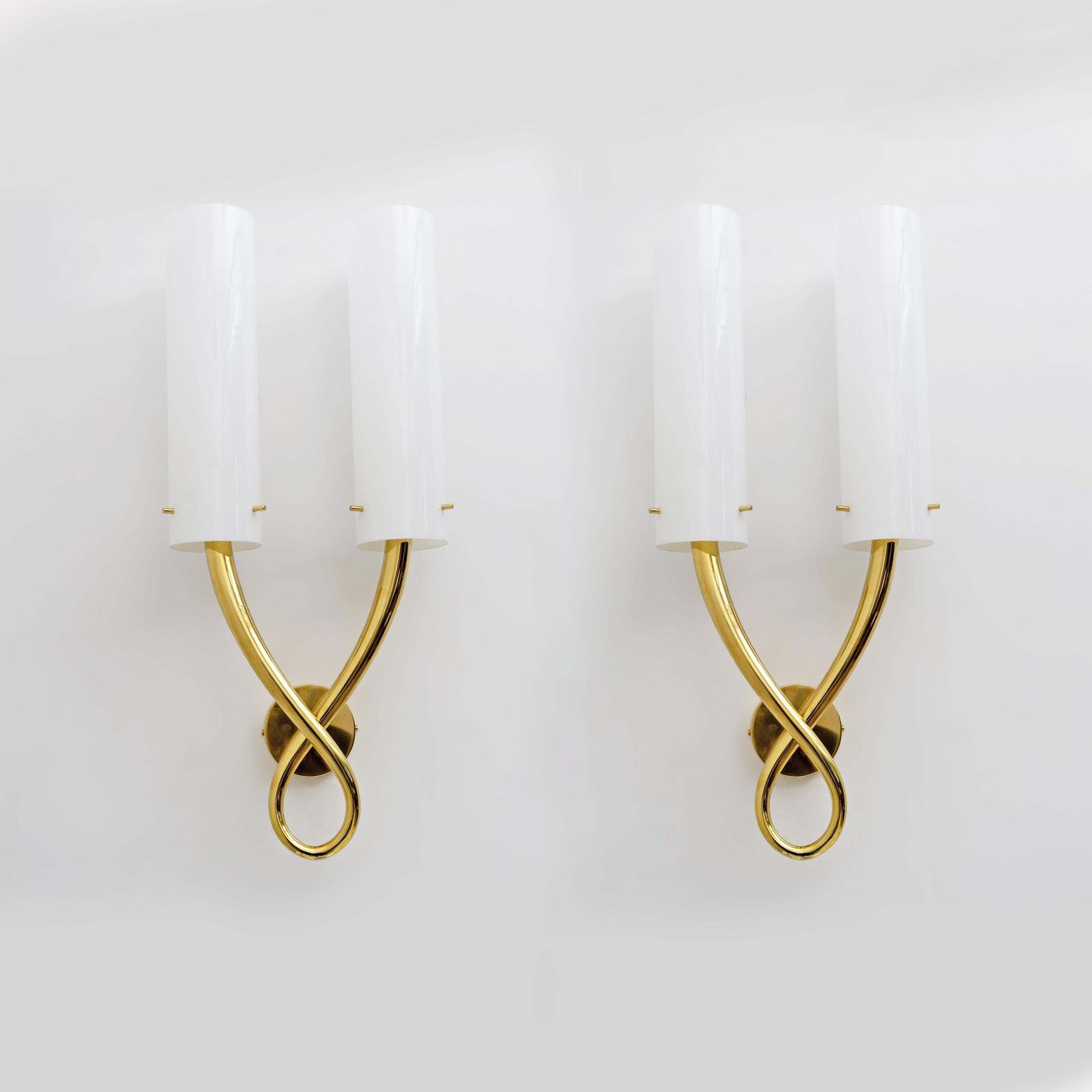 Pair Of Large Brass And Murano Glass Sconces In The Style Of Gio Ponti photo furniture
