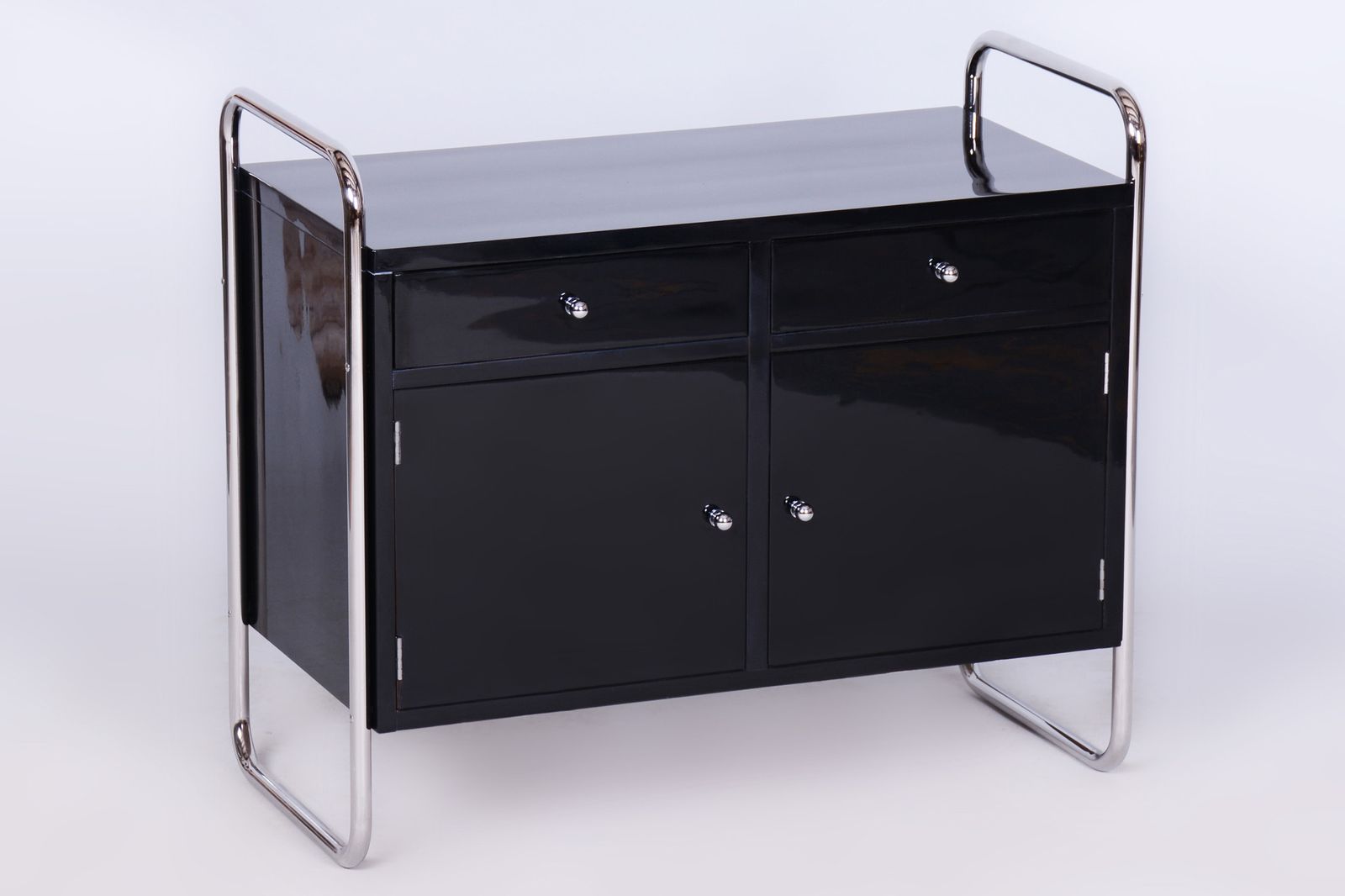 Restored Bauhaus Cabinet, By Robert Slezák, Chrome Plated Steel, Czech, 1930s