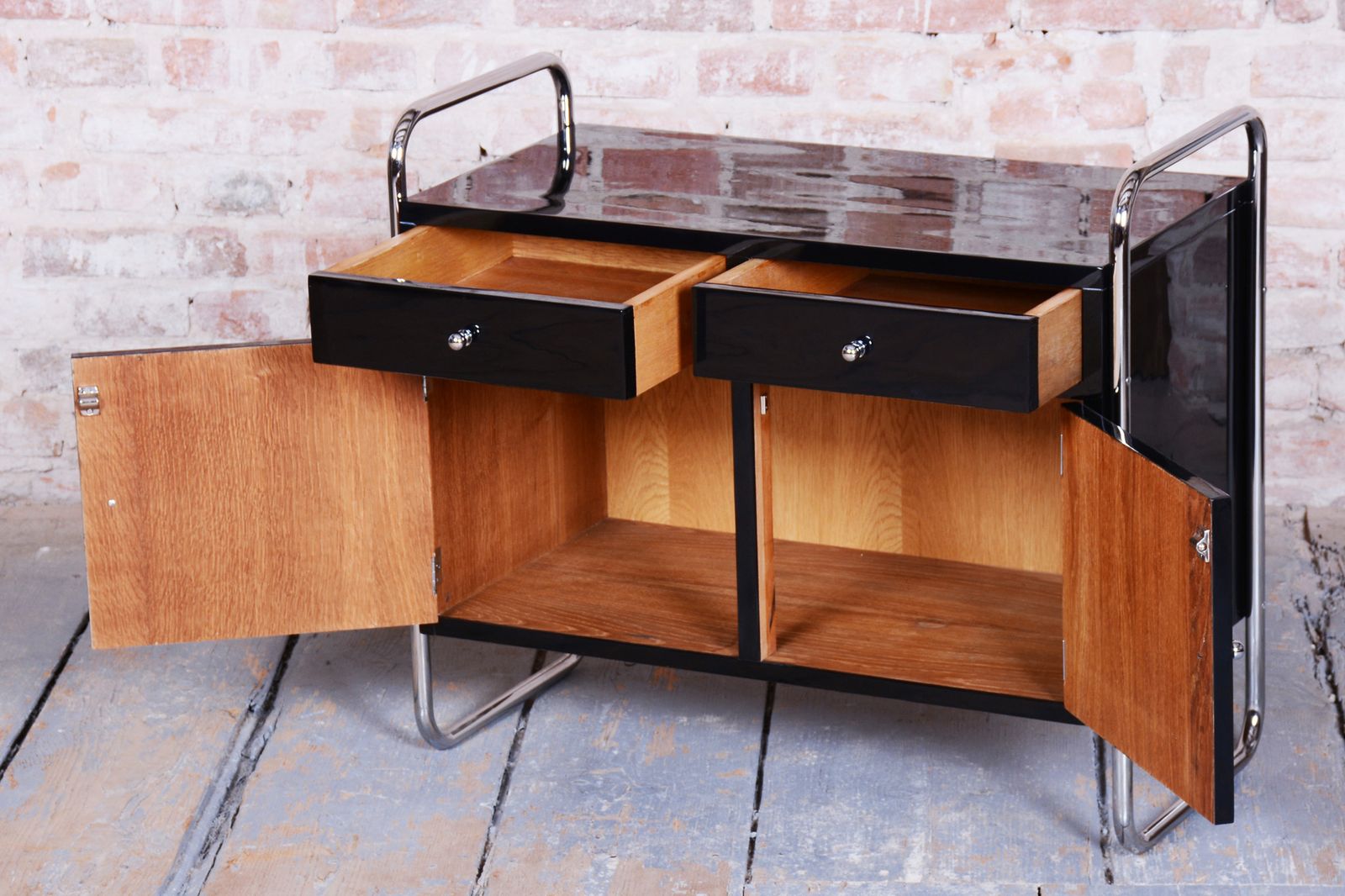 Restored Bauhaus Cabinet, By Robert Slezák, Chrome Plated Steel, Czech, 1930s photo for sale