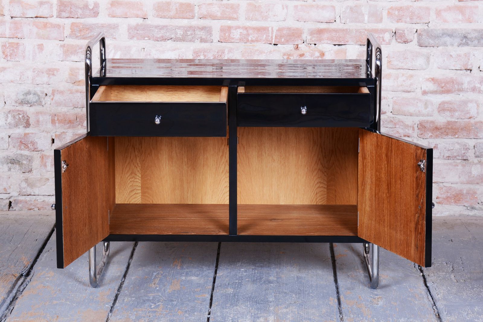 1450.0 Restored Bauhaus Cabinet, By Robert Slezák, Chrome Plated Steel, Czech, 1930s photo