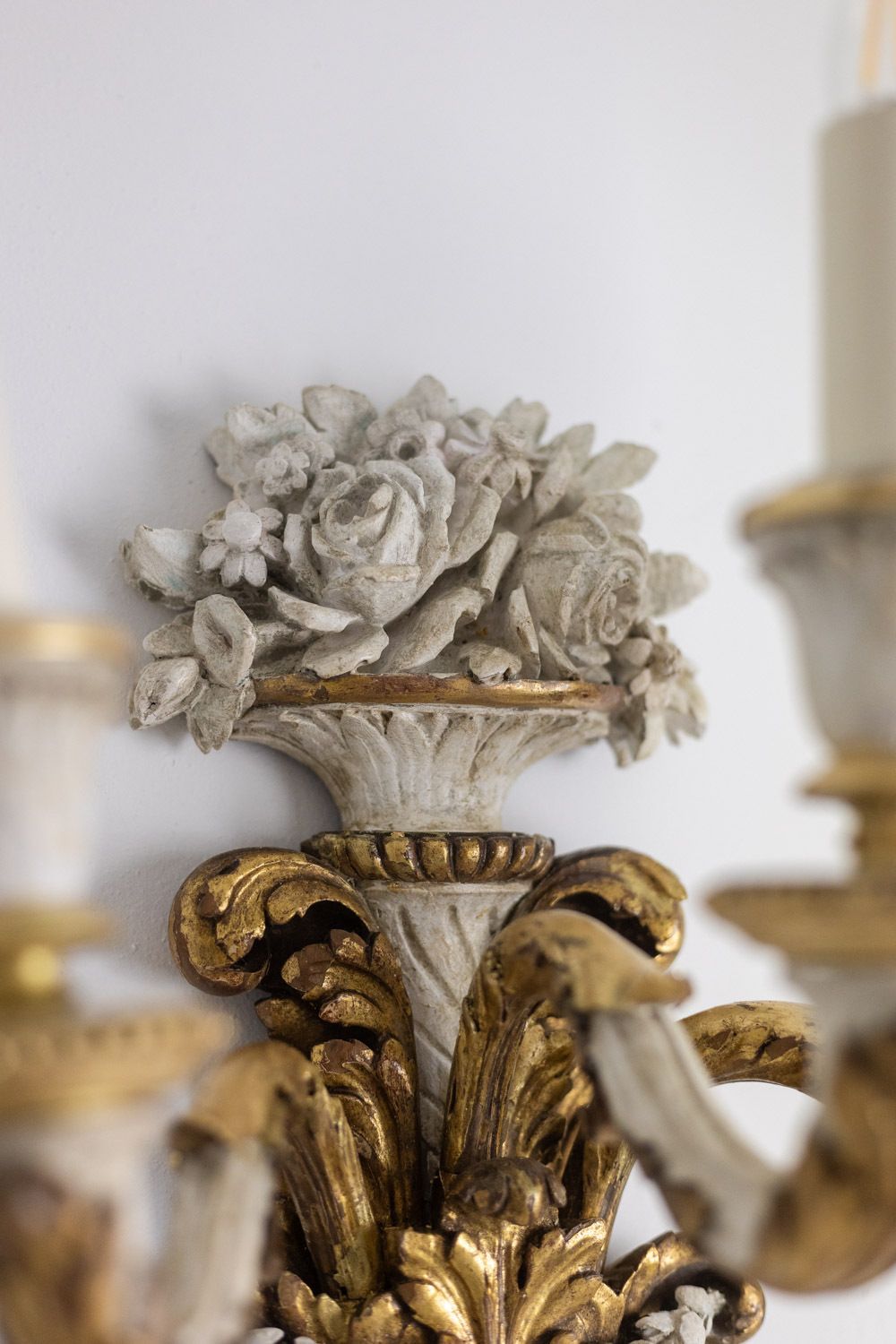 Lighting Pair Of Louis XVI Style Wall Lights In Gilded And Lacquered Wood. Circa 1900. photo