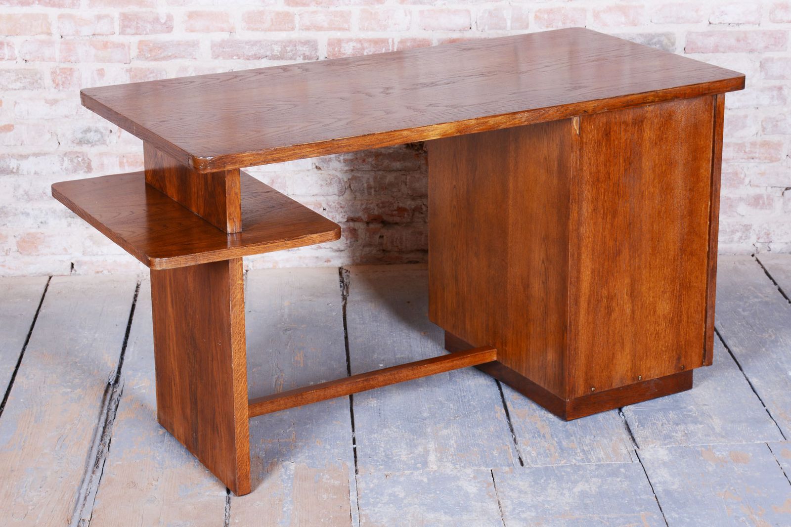 Restored Art Deco Writing Desk, J. Halabala, Up Zavody, Oak, Beech, Czech, 1930s photo for sale