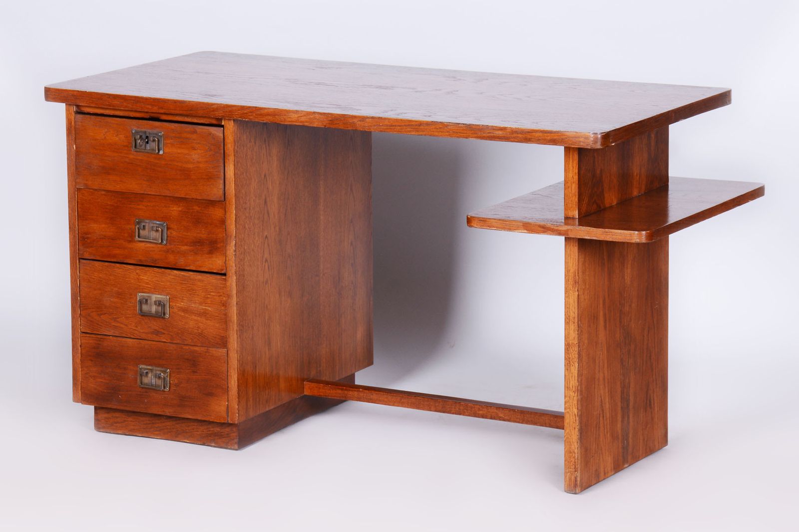 Restored Art Deco Writing Desk, J. Halabala, Up Zavody, Oak, Beech, Czech, 1930s