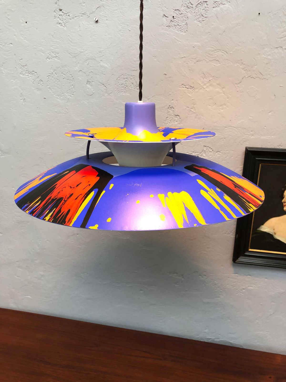 Iconic Vintage Ph5 Chandelier For Louis Poulsen Of Dk With Abstract Art Work photo furniture
