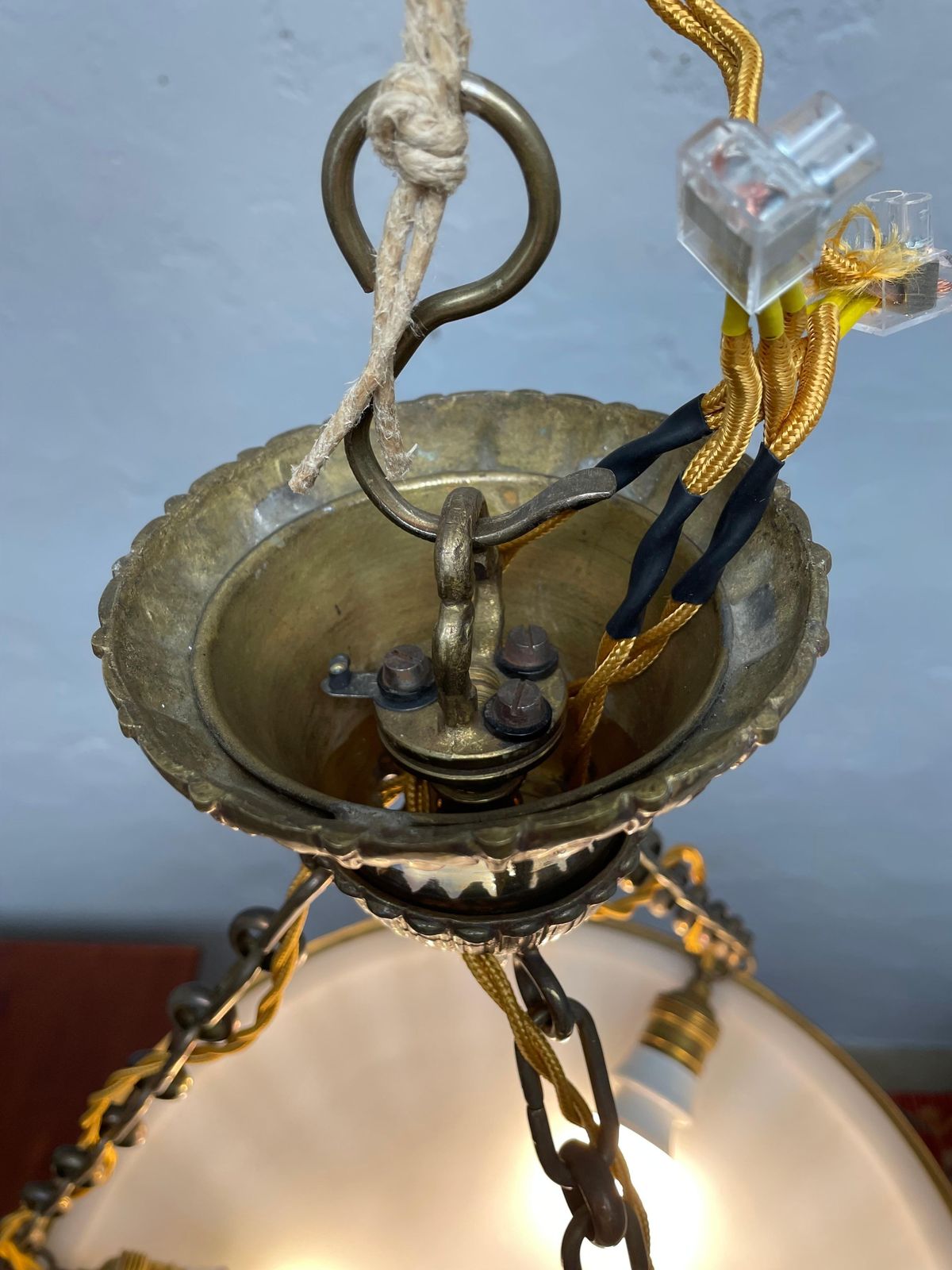 Antique Glass Alabaster Plafonnier Chandelier photo Lighting