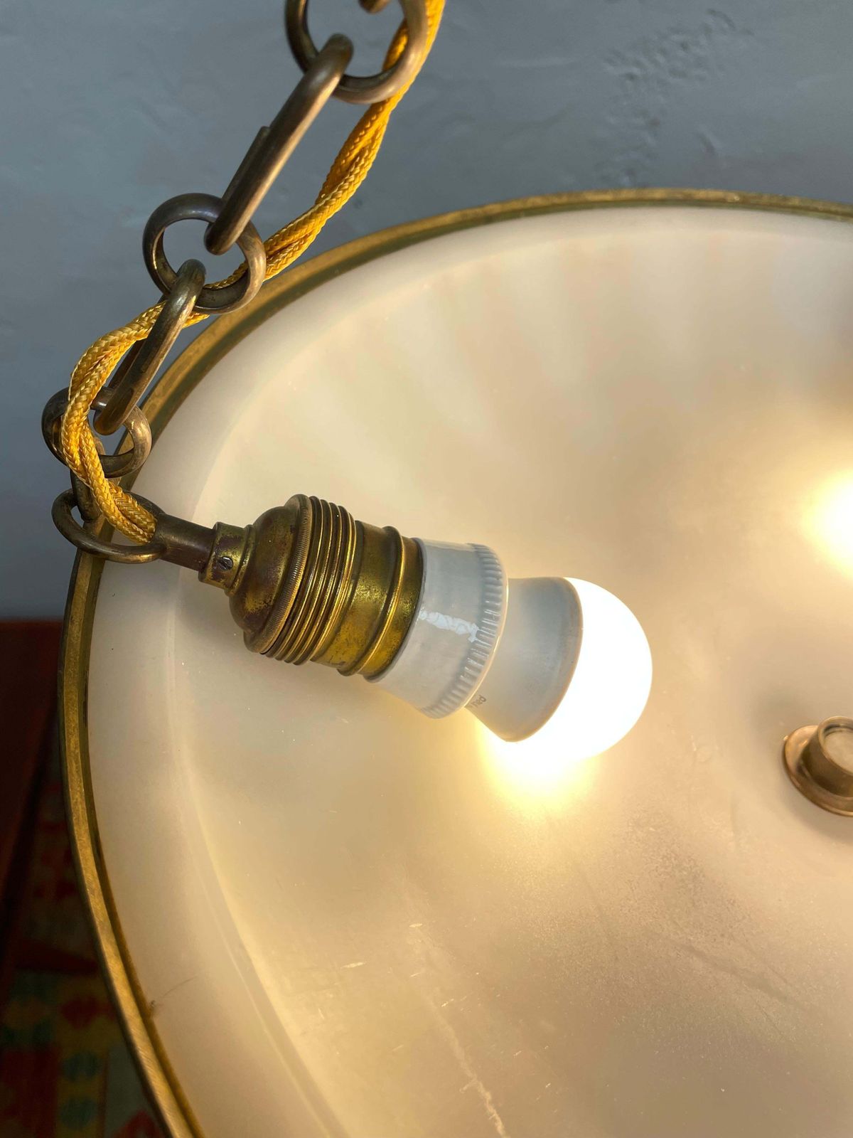 Antique Glass Alabaster Plafonnier Chandelier photo vinterior