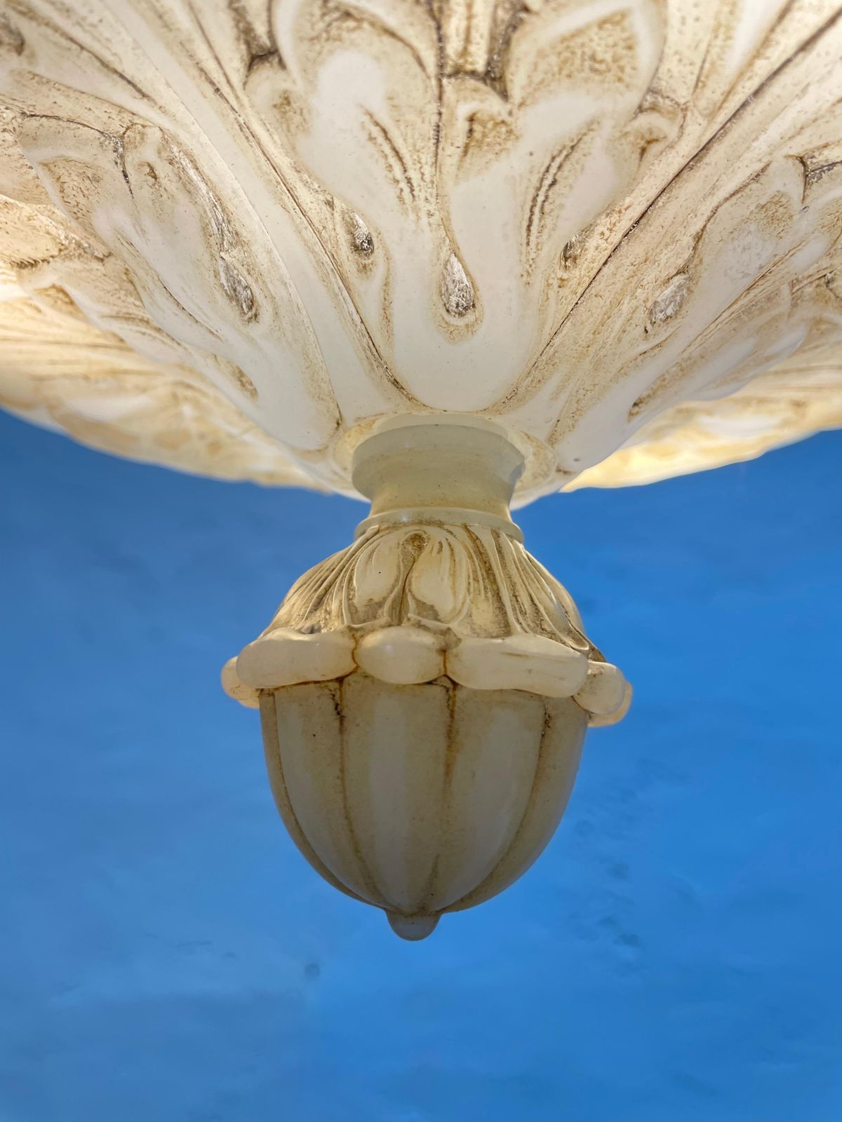 photo for sale Antique Glass Alabaster Plafonnier Chandelier