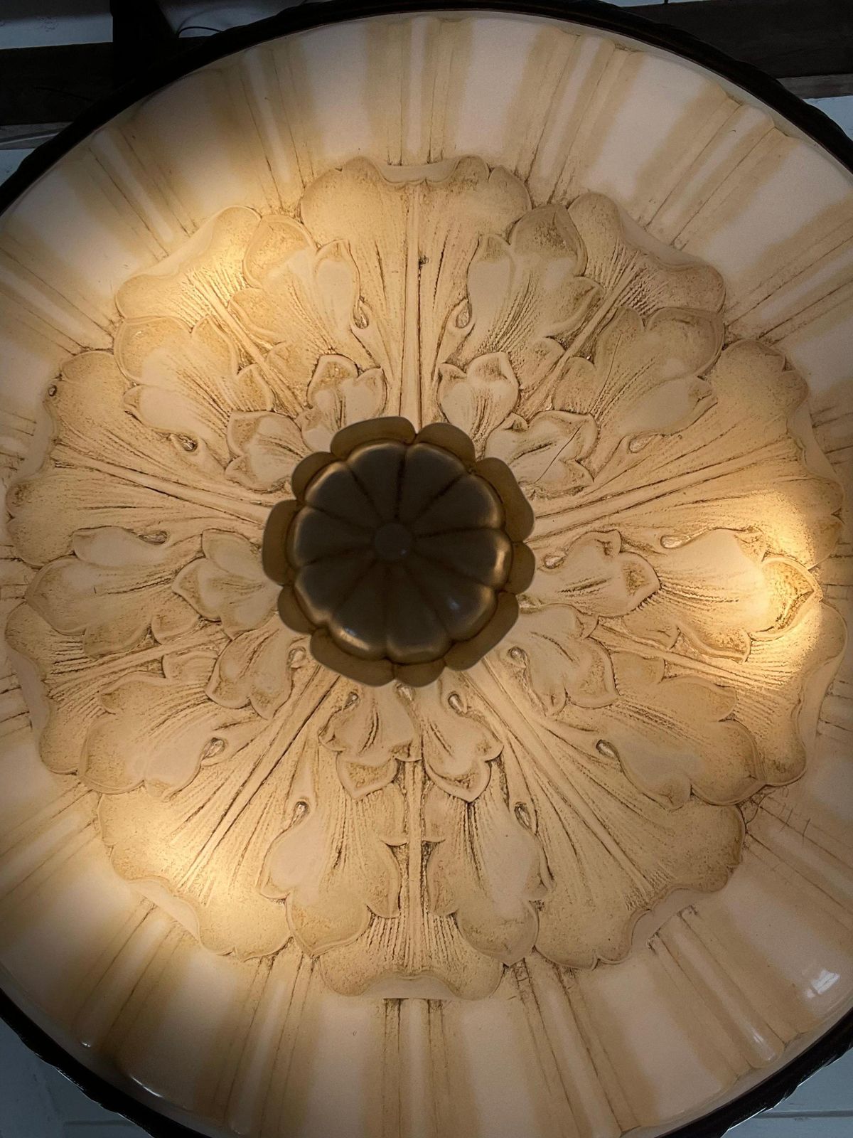 539.0 Antique Glass Alabaster Plafonnier Chandelier photo