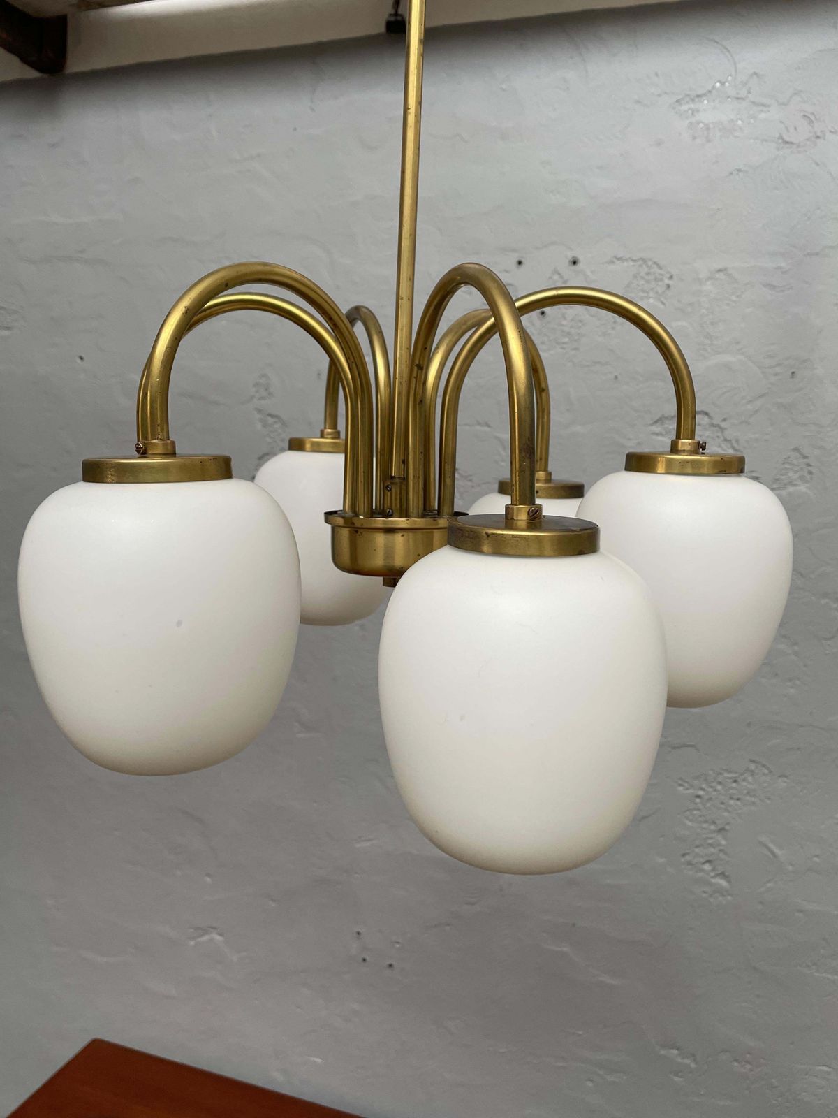 Danish Modernist 6 Arm Chandelier Pendant By Lyfa photo for sale