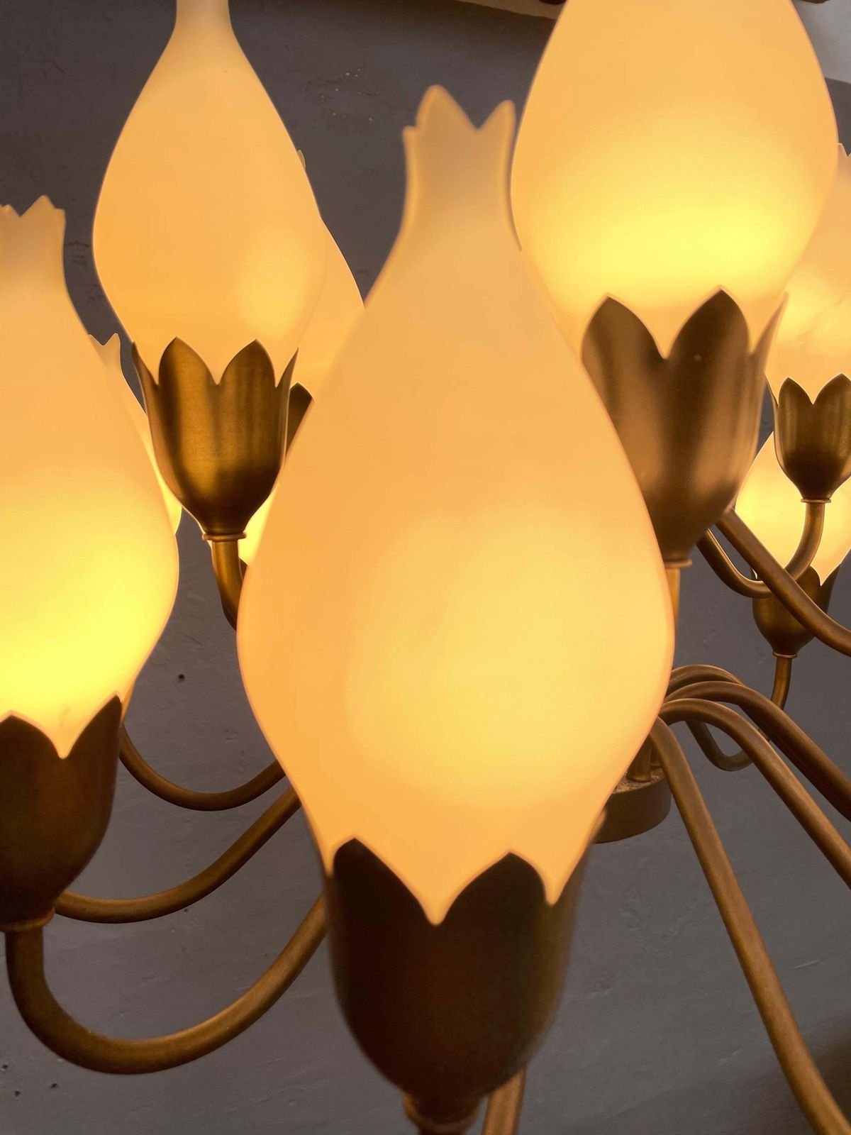 photo furniture A Mid Century 18 Arm Tulip Pendant Chandelier By Fog And Mørup Of Denmark