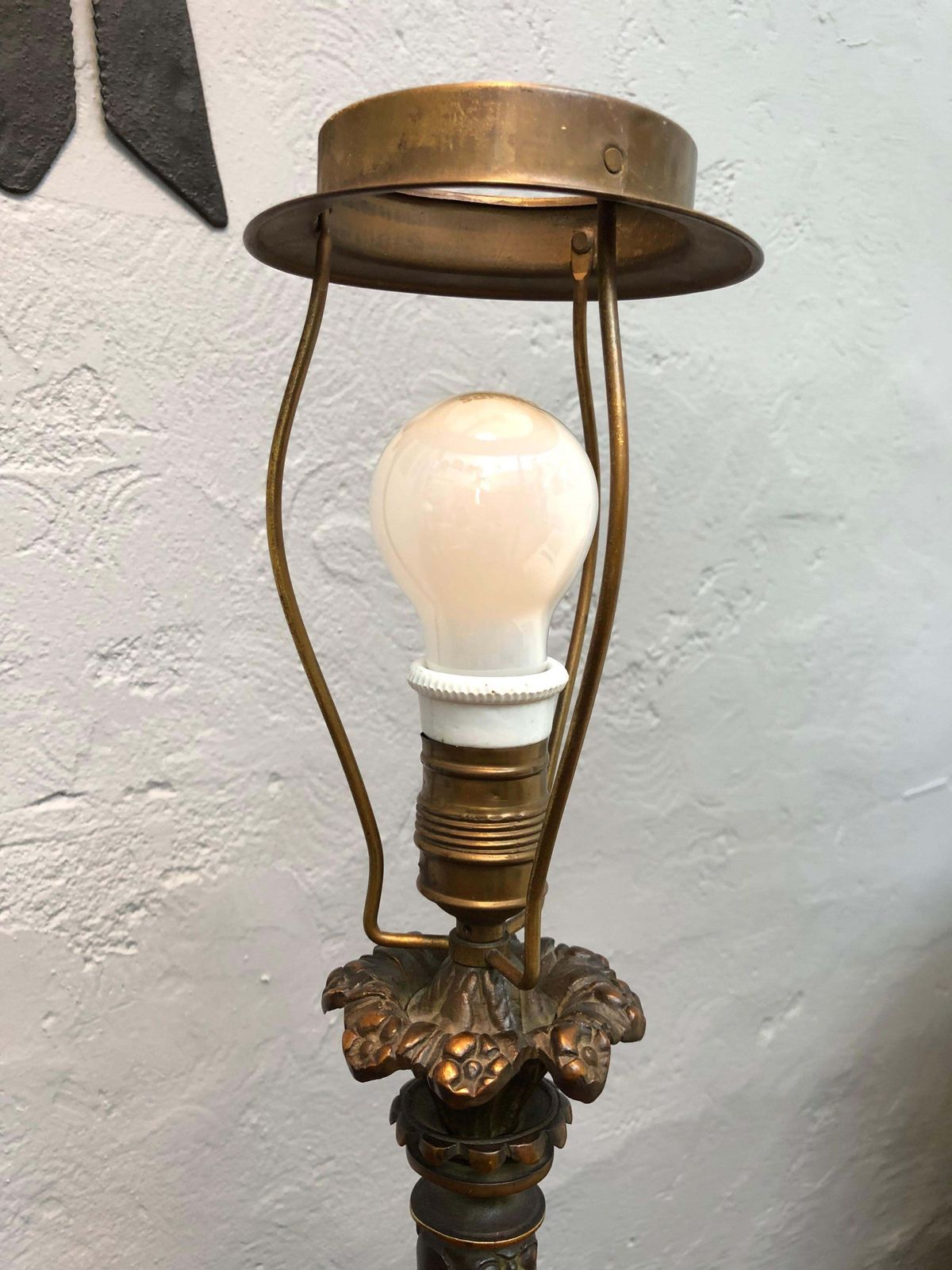 Lighting Antique Danish Cast Bronze Table Lamp photo