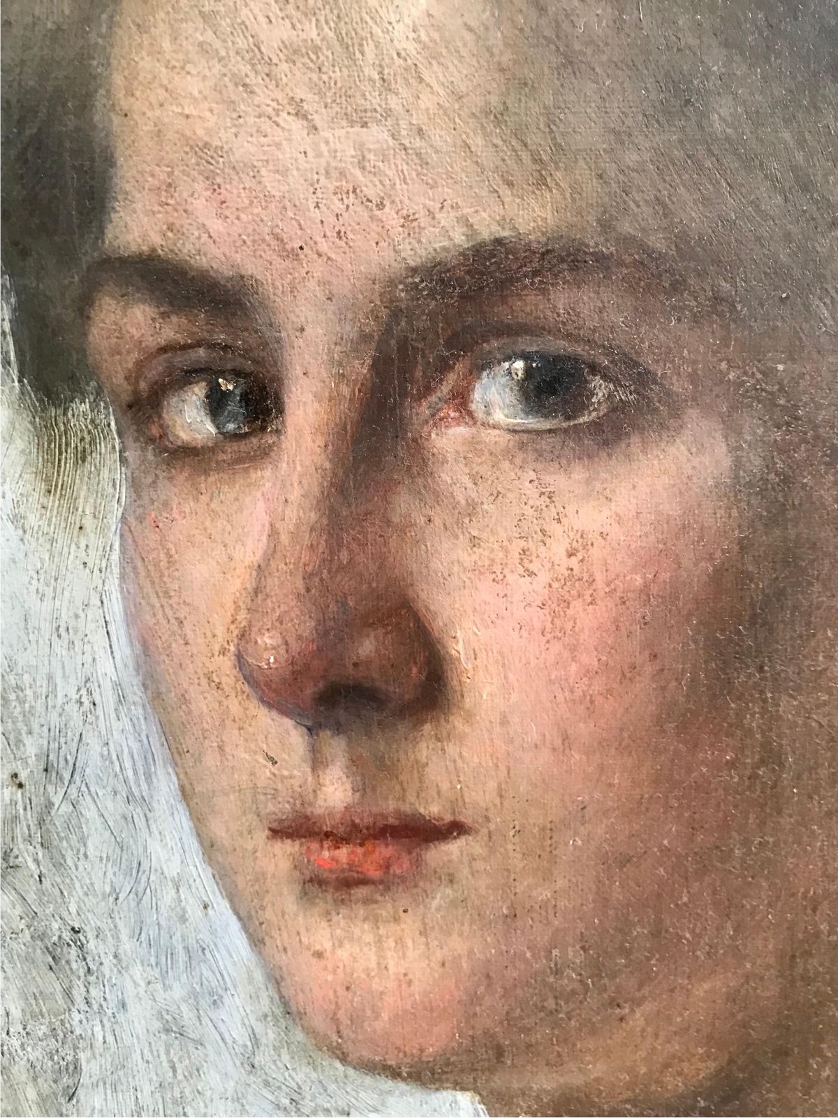Striking Oil On Canvas Portrait Of A Young Lady photo Art