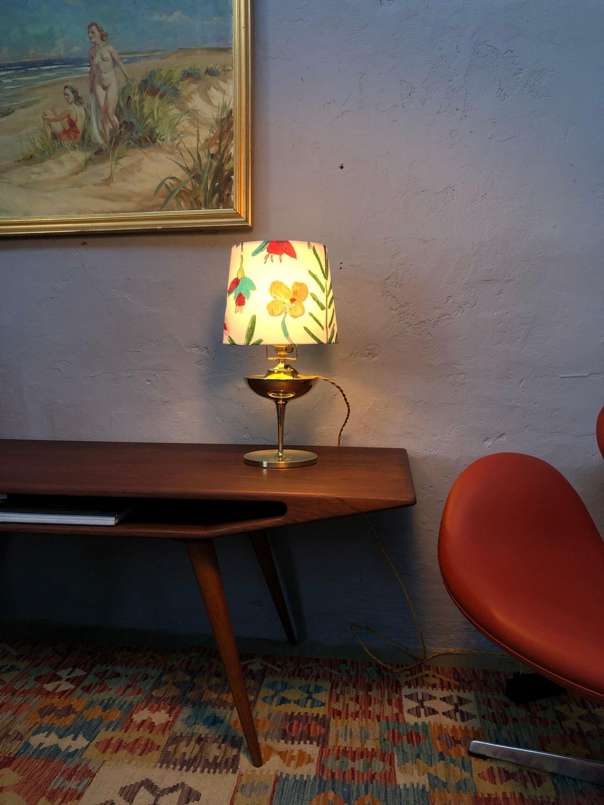 photo vinterior Antique Swedish Brass Oil Lampe By Böhlmarks Of Stockholm