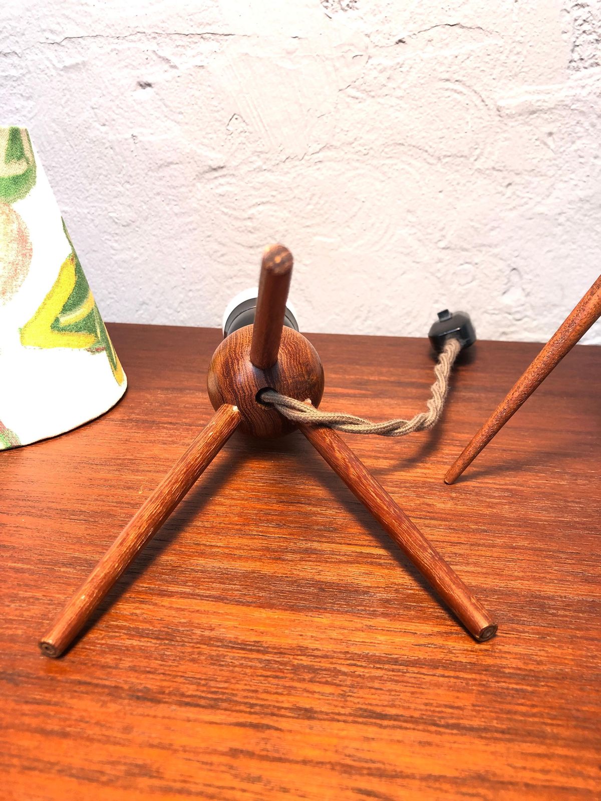 photo vinterior A Vintage Pair Of Danish Mid Century Modern Teak Table Lamps Shades Included