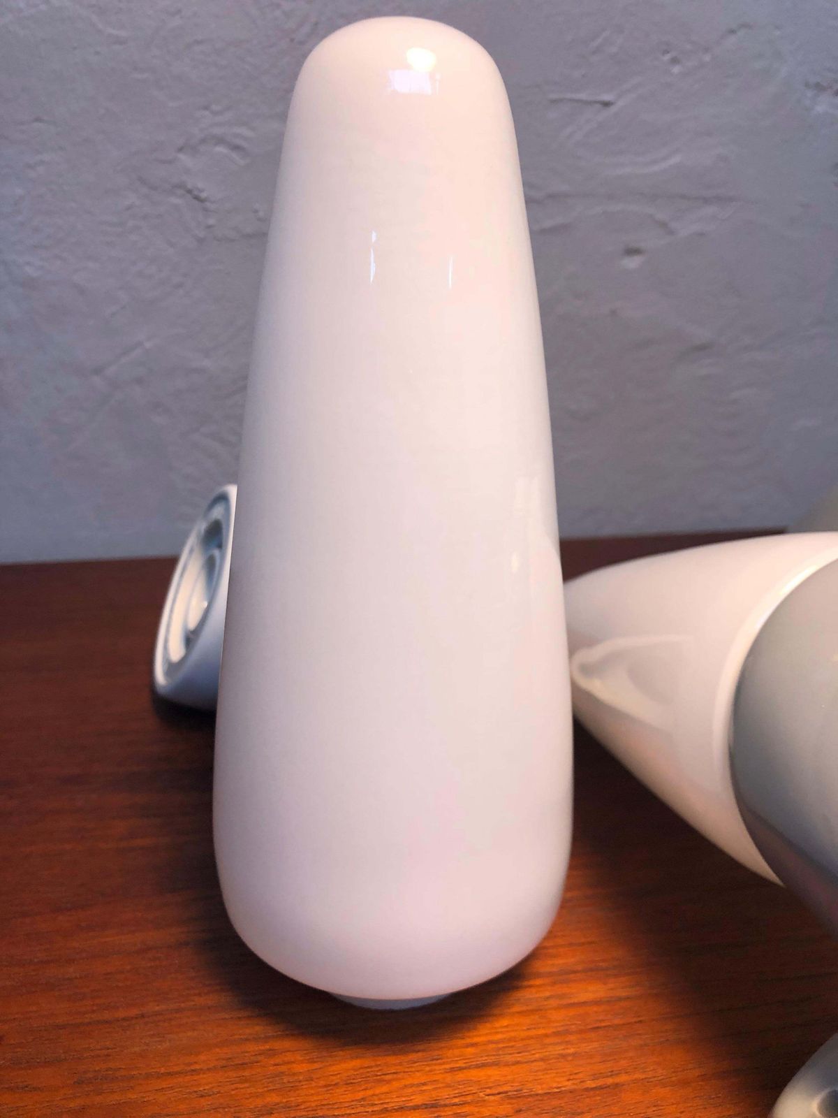 photo for sale Vintage Ifö Of Sweden Ceramic Bathroom Lamps With Opaline Shades From The 1960s