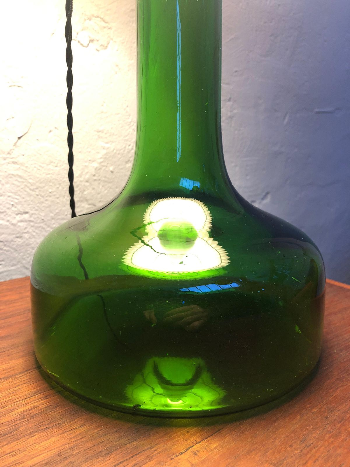 Vintage Green Glass Table Lamp By Biilman Petersen For Le Klint / Holmegaard photo 581.0