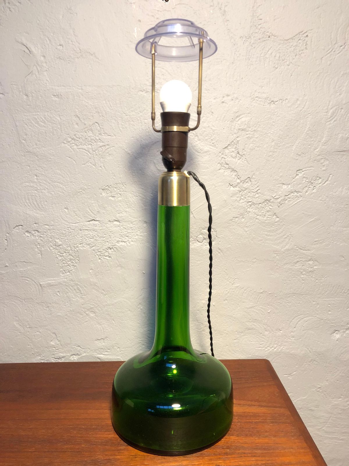 Vintage Green Glass Table Lamp By Biilman Petersen For Le Klint / Holmegaard photo vinterior