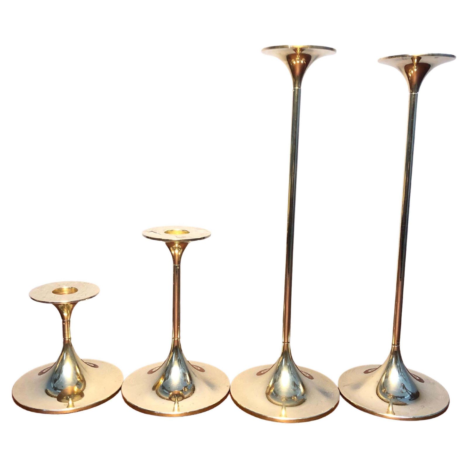Set Of 4 Mid Century Modern Brass Candle Holders By Torben ørskov Of Copenhagen