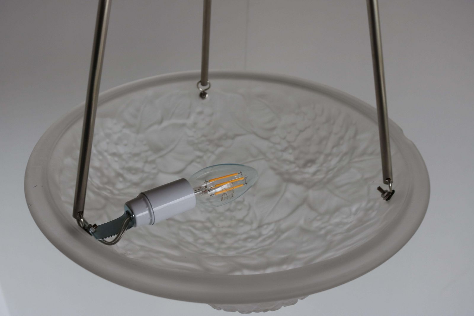 Lighting Antique Floral Art Deco / Art Nouveau French 1920 Chandelier Pendant Light Glass photo