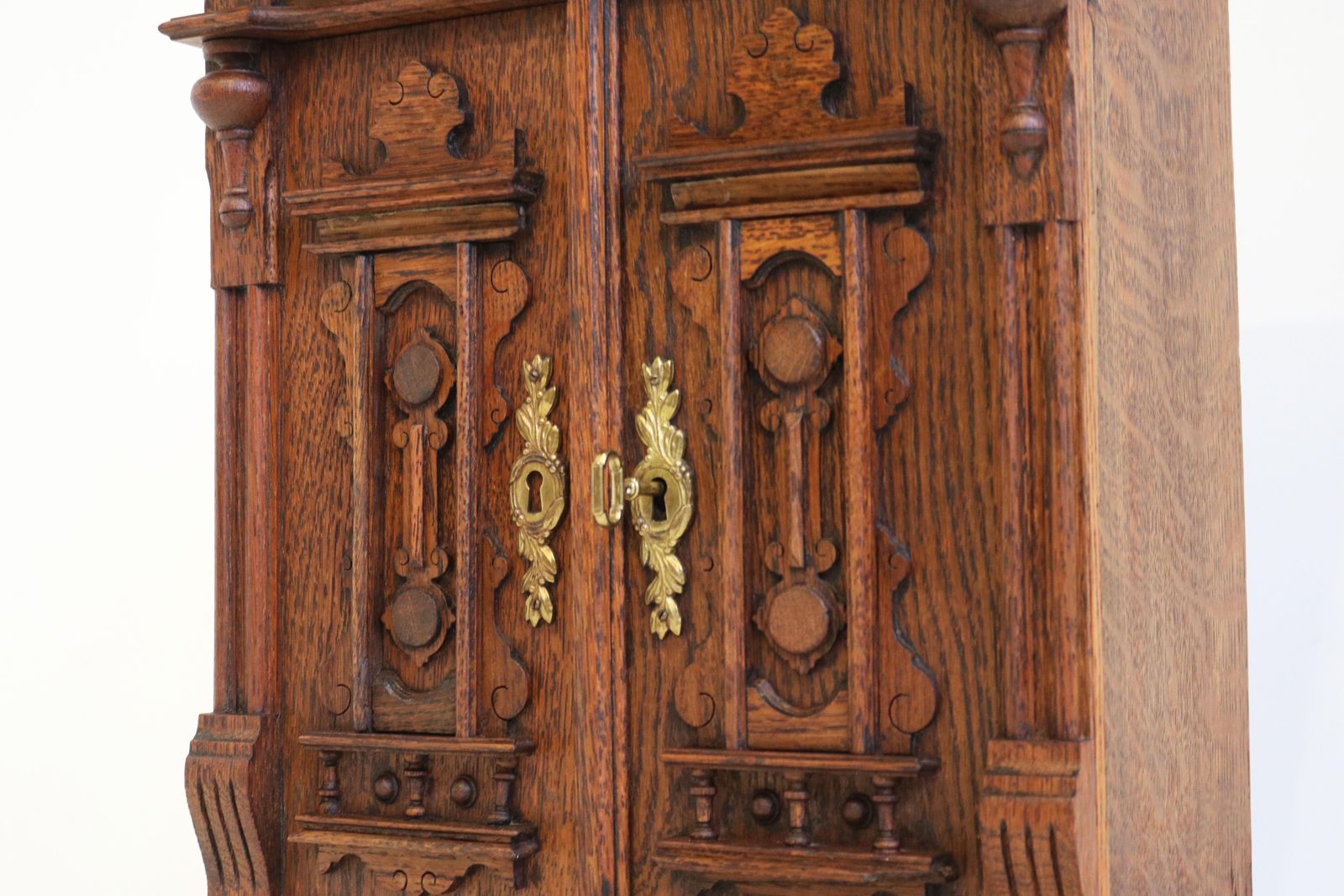 Antique 19th Century Neoclassical Wall Cabinet / Small Cabinet Carved Oak photo for sale