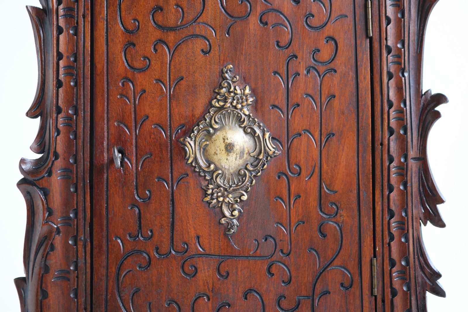 Antique French Renaissance Revival Richly Carved Wall Cabinet 19th Century Brass photo Furniture
