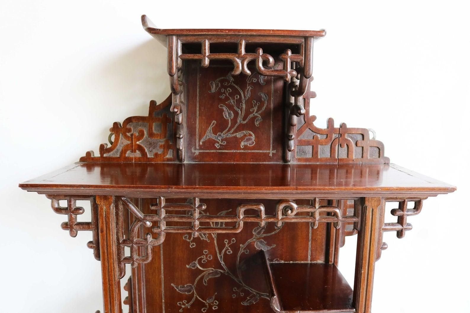Antique Art Nouveau Wall Cabinet Mahogany 1890 Japanse Gabriel Vierdot Style photo Furniture