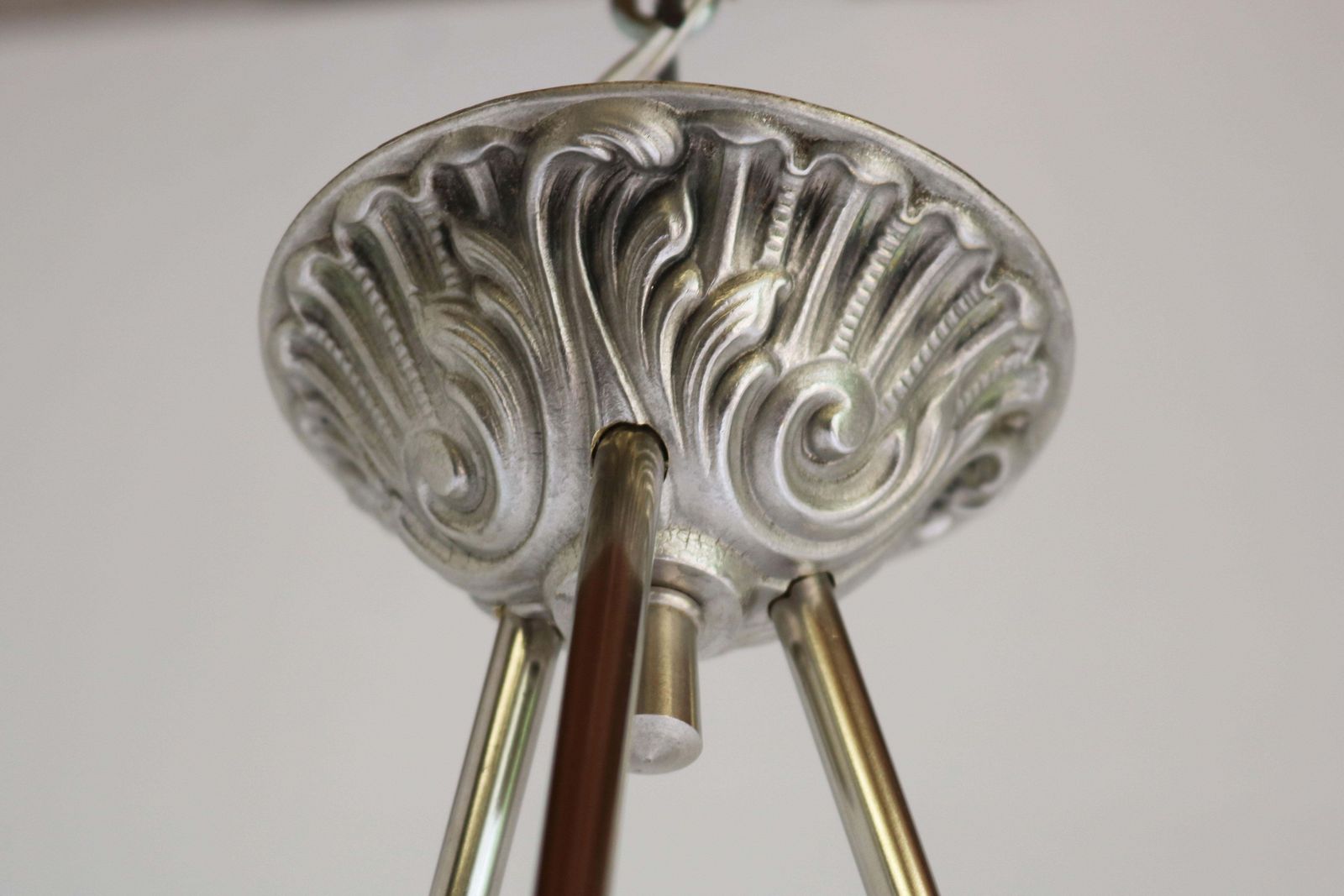 Art Deco Pendant / Chandelier By David Gueron Degue 1930 Frosted Glass White photo buy