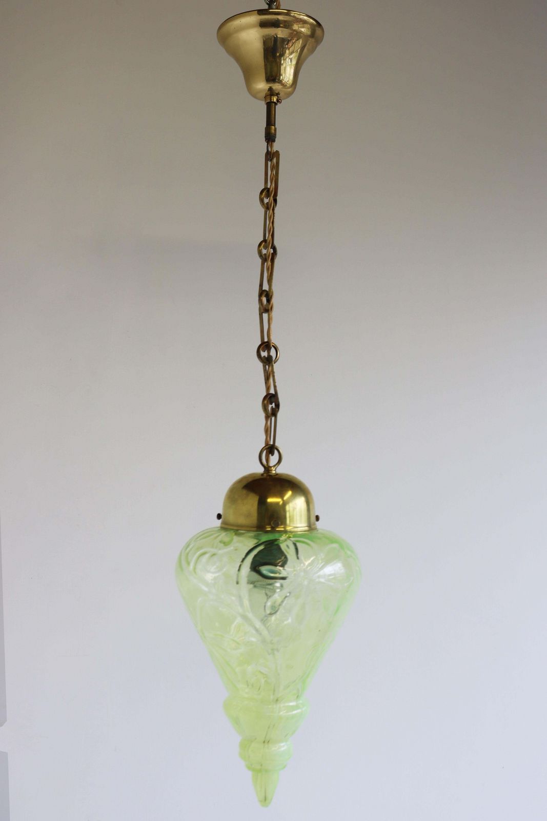 Arts & Crafts Pendant Light By Henry G. Richardson & Sons 1900 Vaseline Glass photo 1360.0