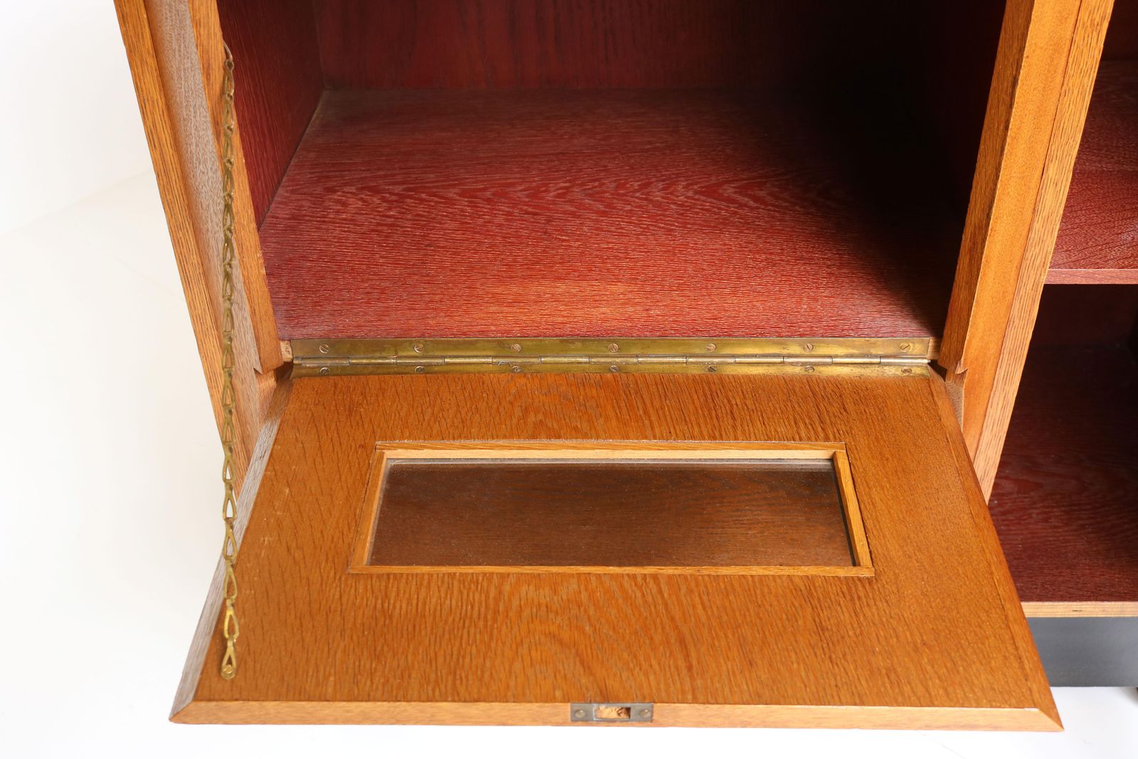 Dutch Art Deco Design By P.E.L Izeren Amsterdam School Tea Cabinet 1920 Oak photo vintage