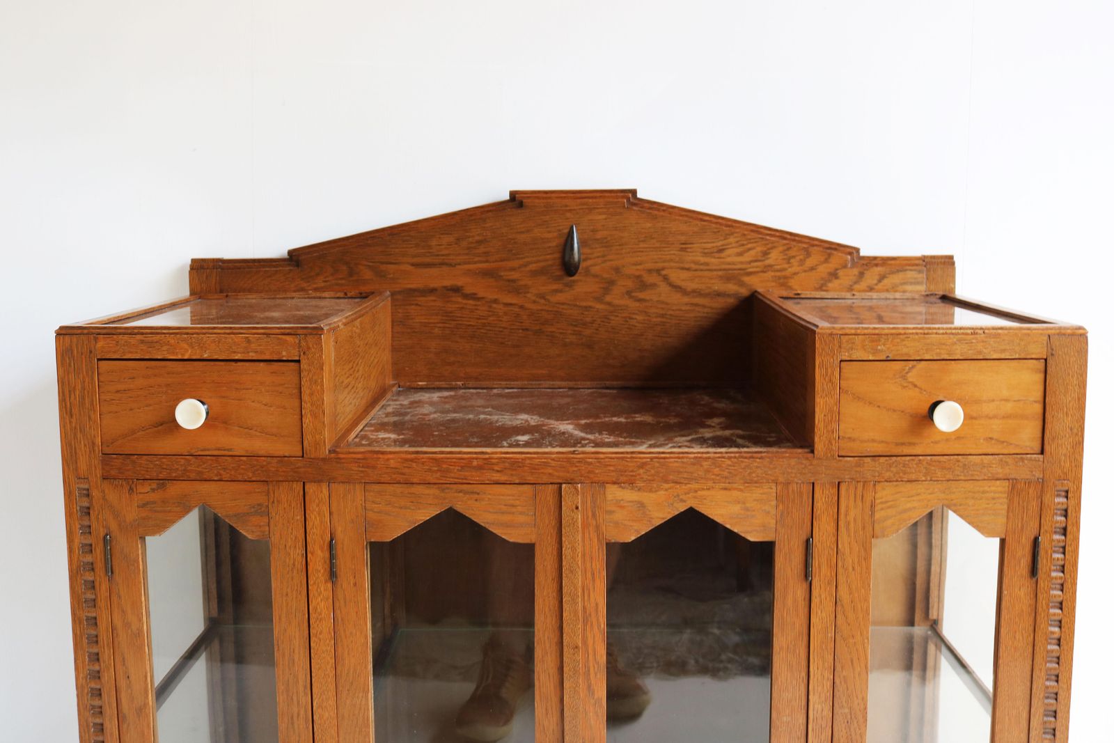 Dutch Art Deco Amsterdam School 1920 Tea Cabinet / Display Cabinet Faux Marble photo for sale