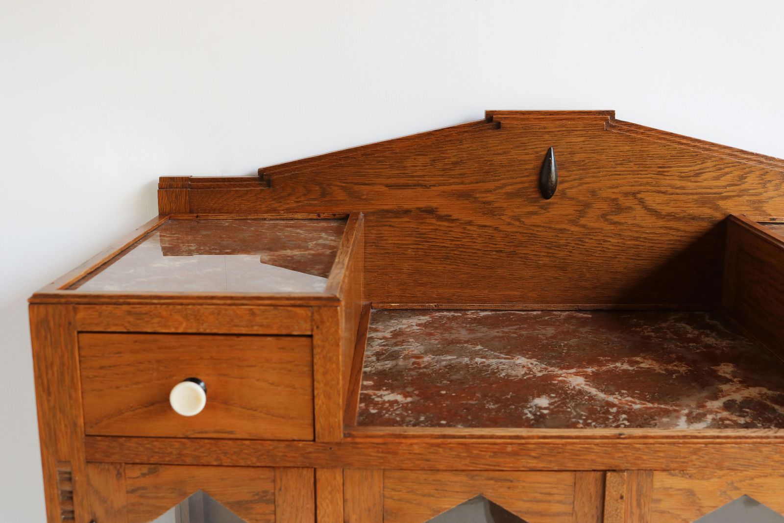 Dutch Art Deco Amsterdam School 1920 Tea Cabinet / Display Cabinet Faux Marble photo Furniture