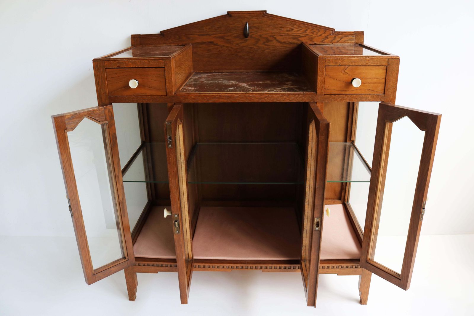photo for sale Dutch Art Deco Amsterdam School 1920 Tea Cabinet / Display Cabinet Faux Marble