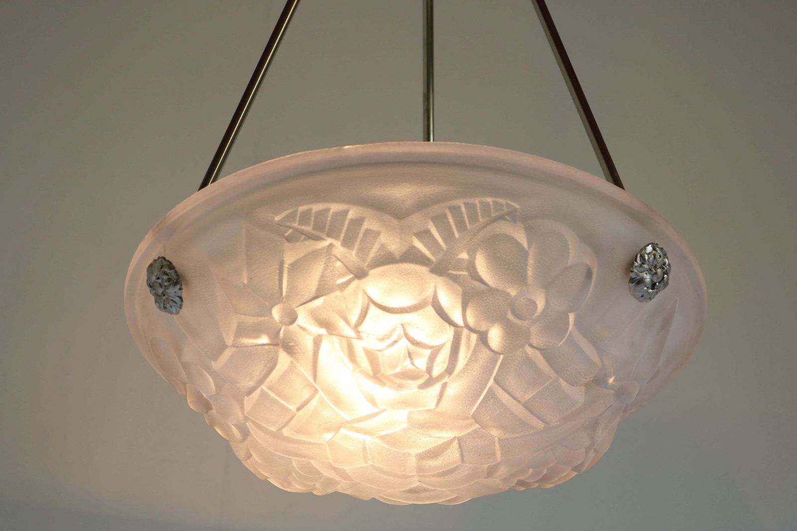 Art Deco Pendant / Chandelier By David Gueron Degue 1930 Floral Motives Frosted photo furniture