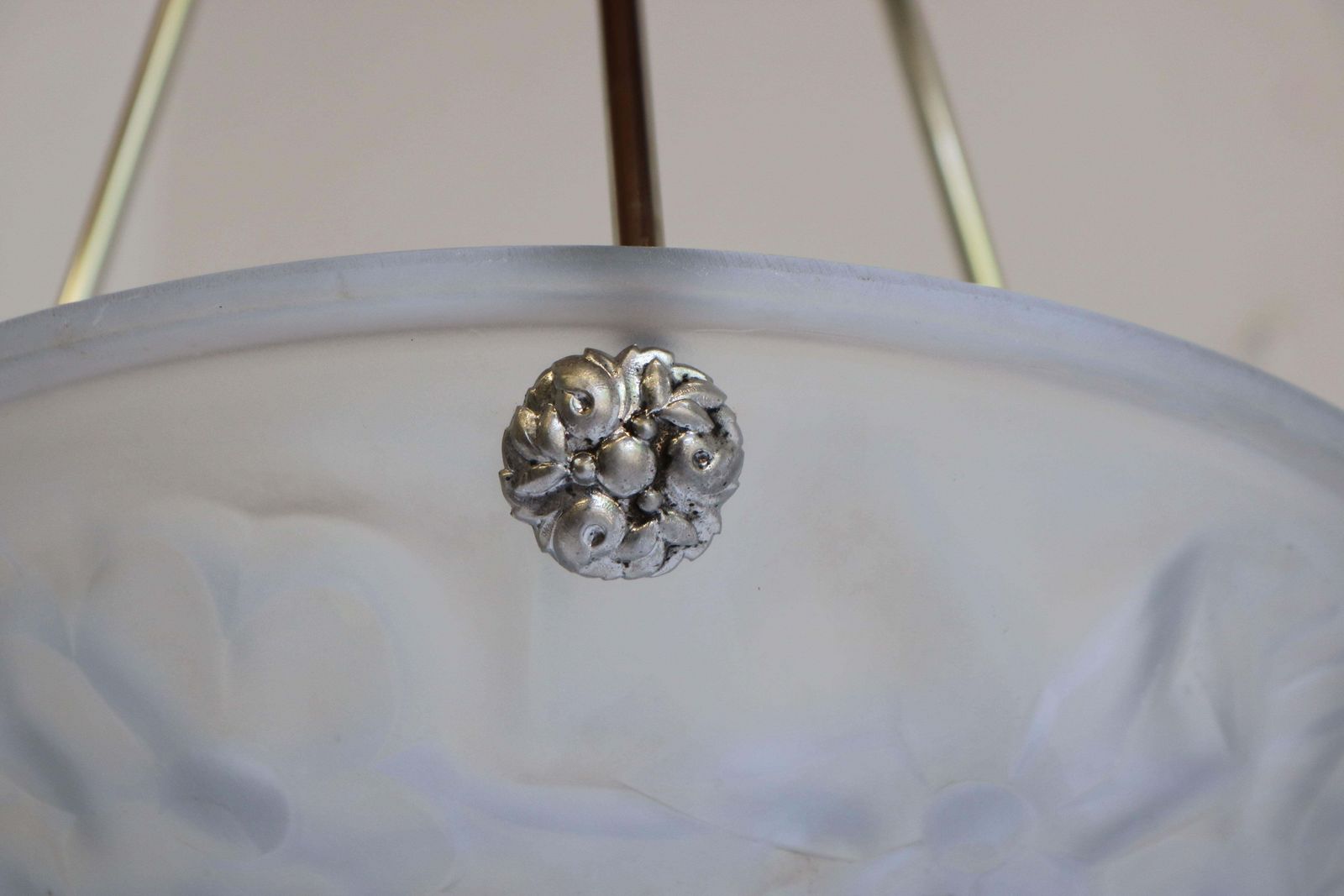 Art Deco Pendant / Chandelier By David Gueron Degue 1930 Floral Motives Frosted photo Lighting