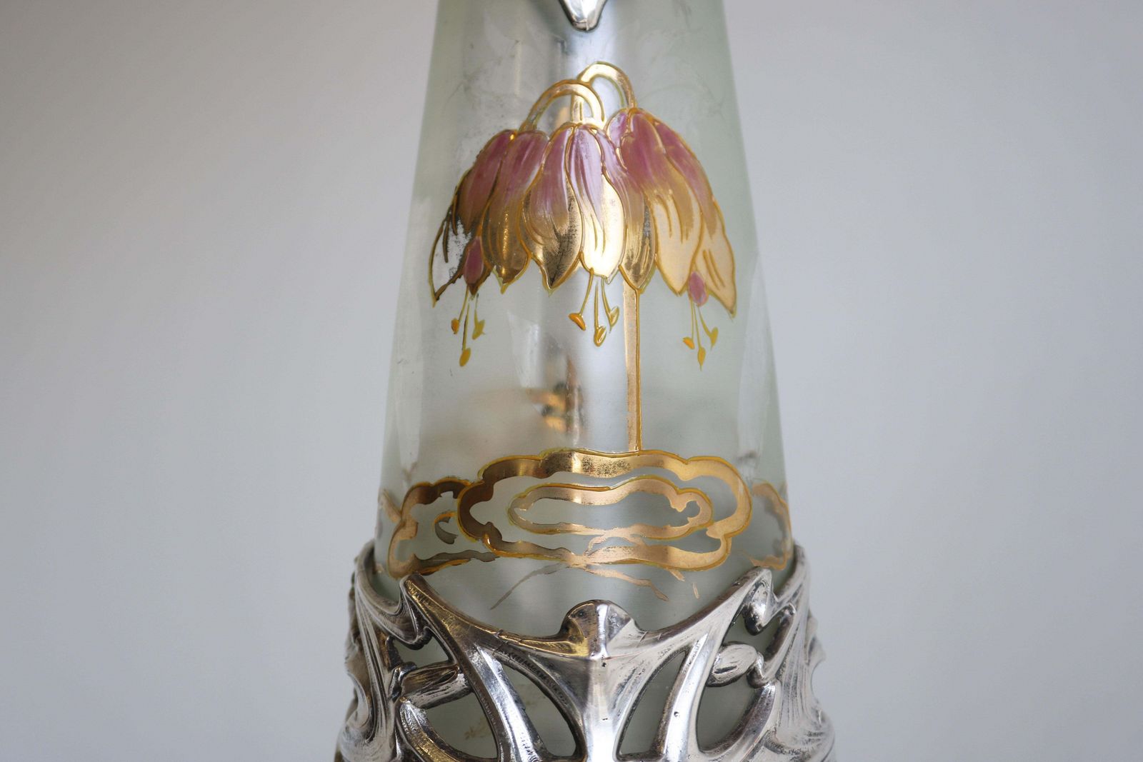 Franse Art Nouveau Karaf / Kan In Verzilverd Glas Door J. Barian, 1900 photo 1360.0