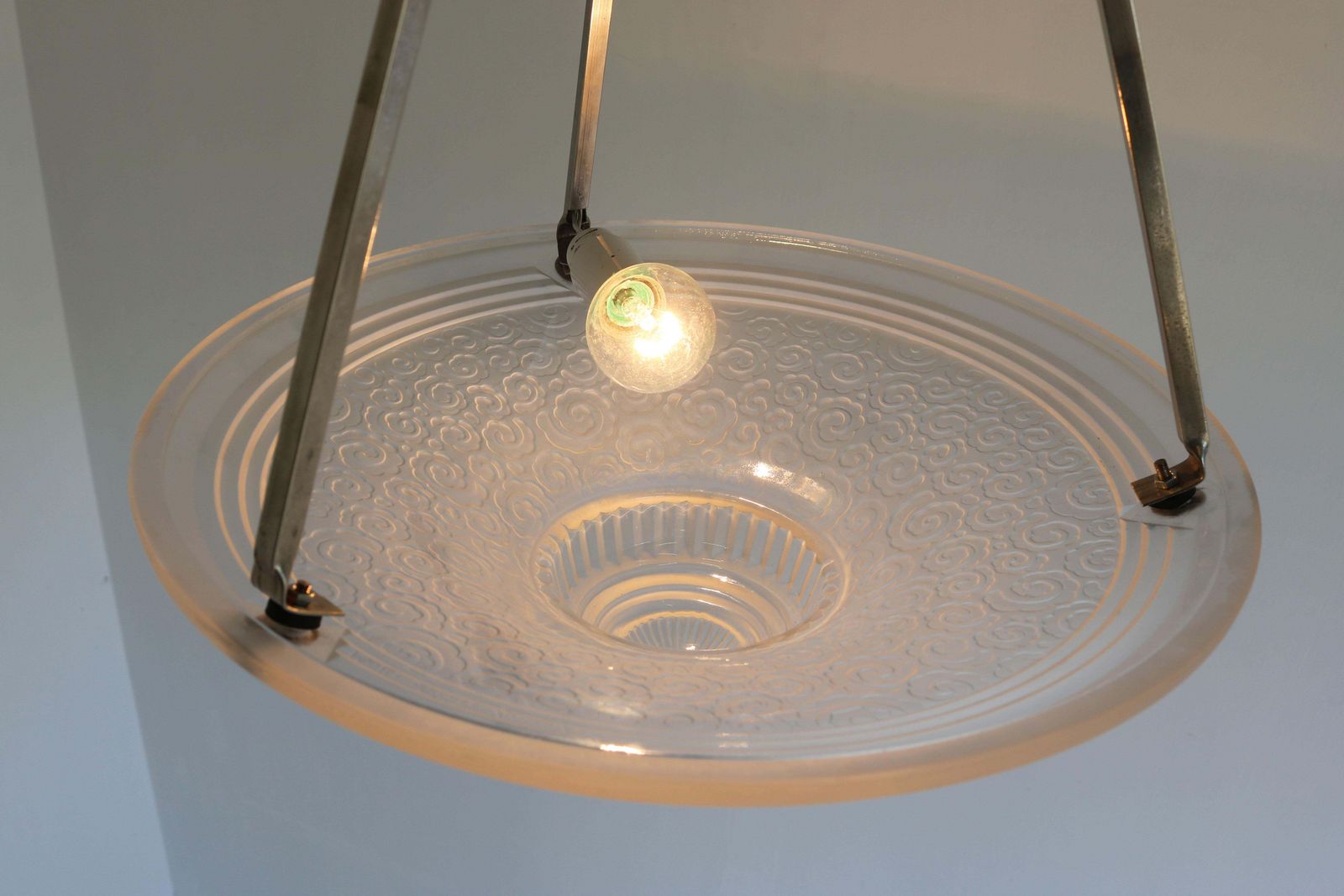 Verlichting Franse Art Deco Hanglamp Van Muller Freres Luneville, 1930 – Hangende Of Plafondmontage photo