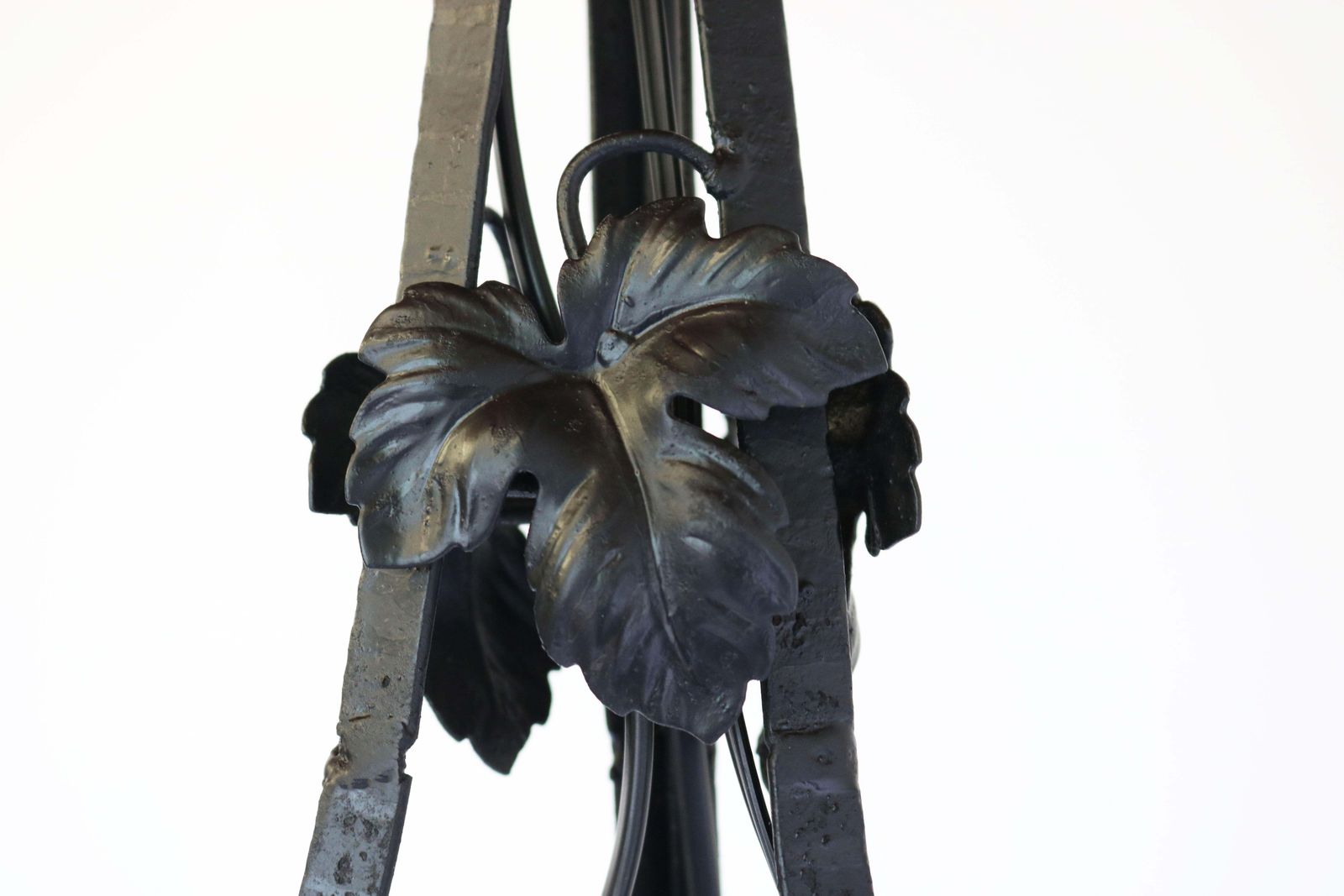 French Antique Wrought Iron Art Deco Chandelier 1930 Frosted Glass Geometric photo buy